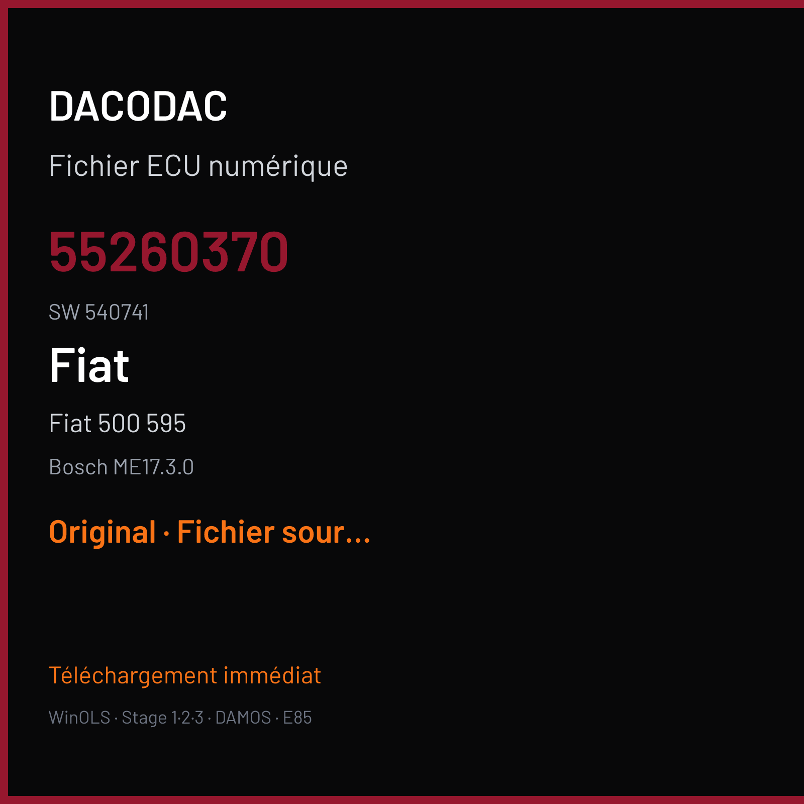 Fiat 500 595 (2014) — Bosch ME17.3.0 — 55260370 · 540741 — Original