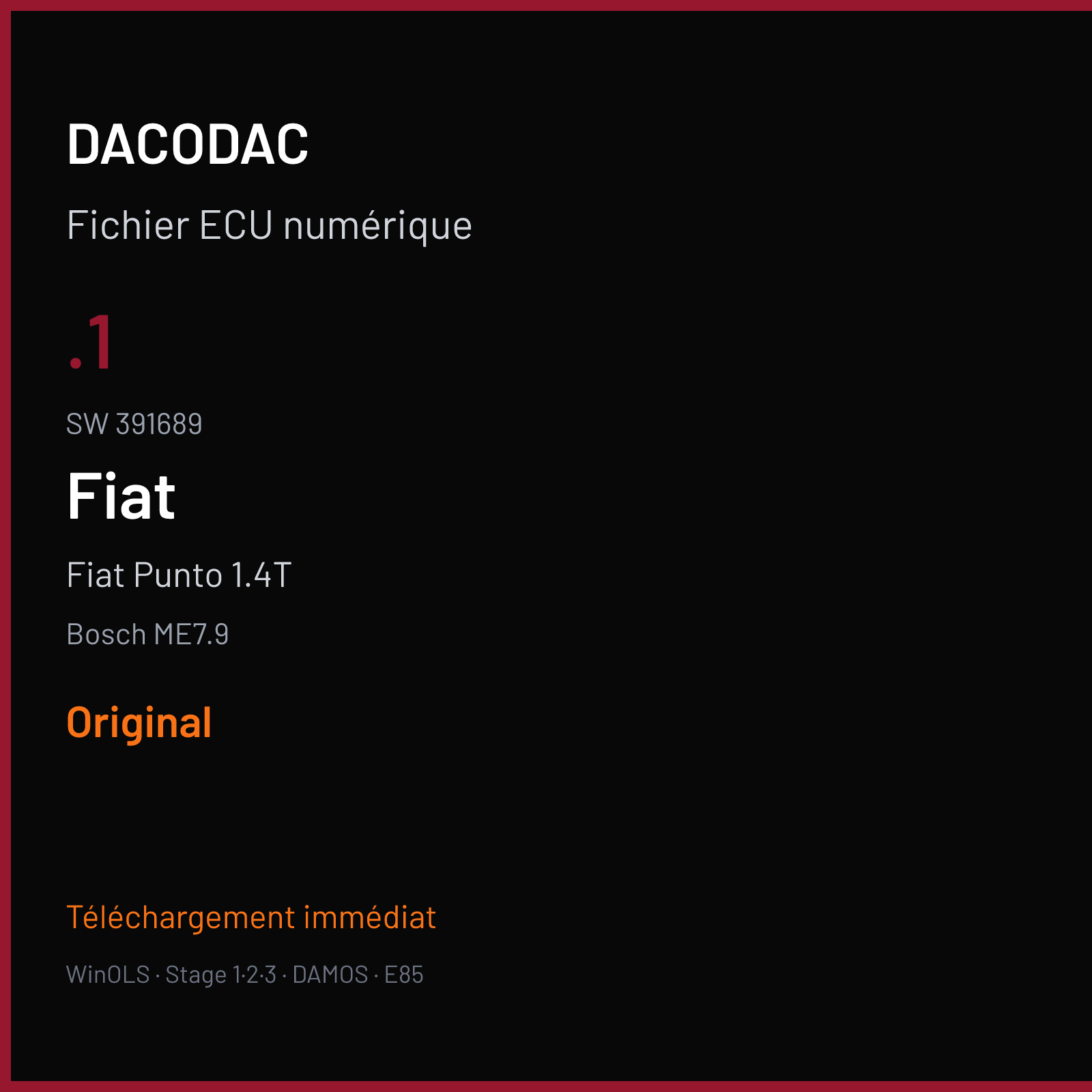 Fiat Punto 1.4T (2008) — Bosch ME7.9 — .1 · 391689 — Original