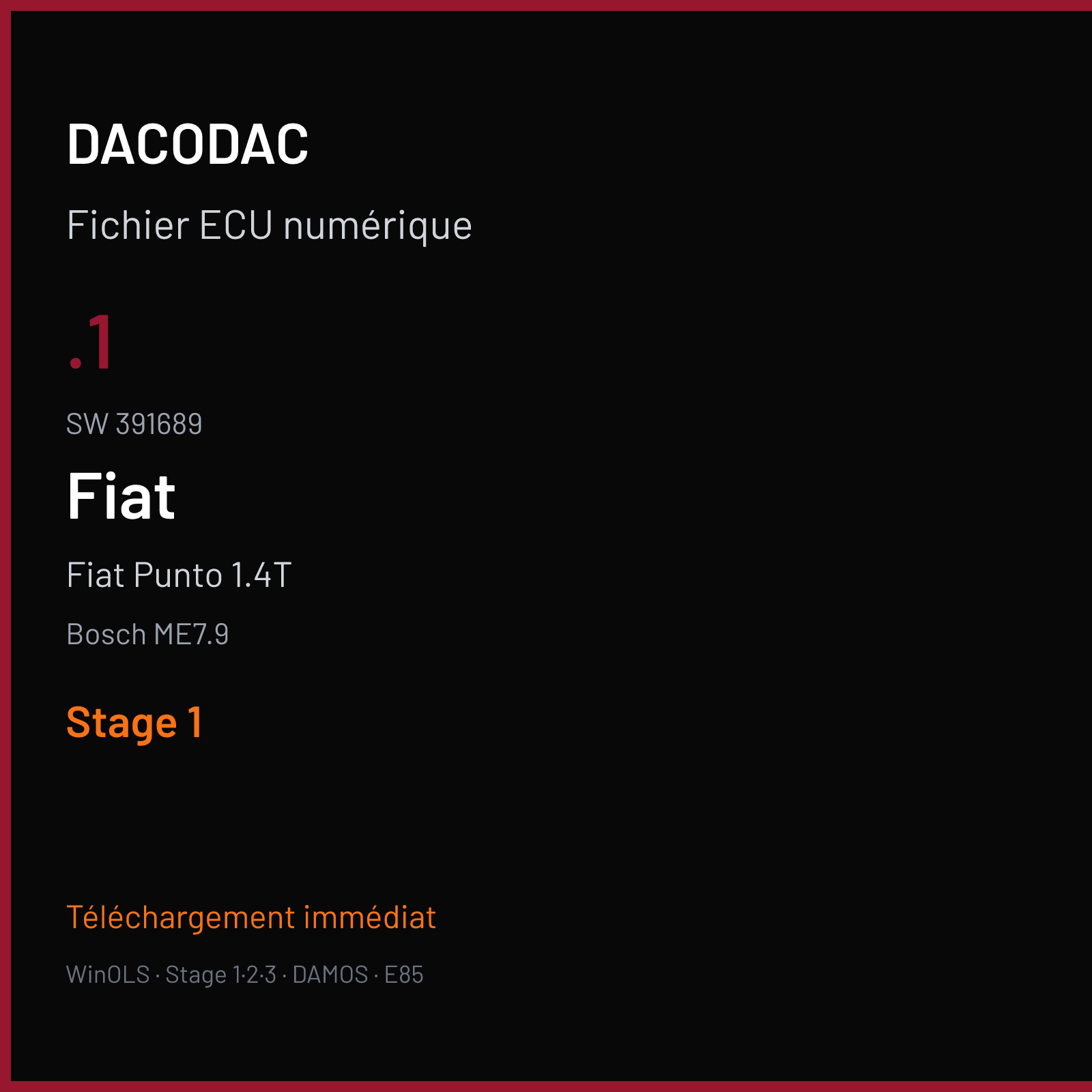 Fiat Punto 1.4T (2008) — Bosch ME7.9 — .1 · 391689 — Stage 1