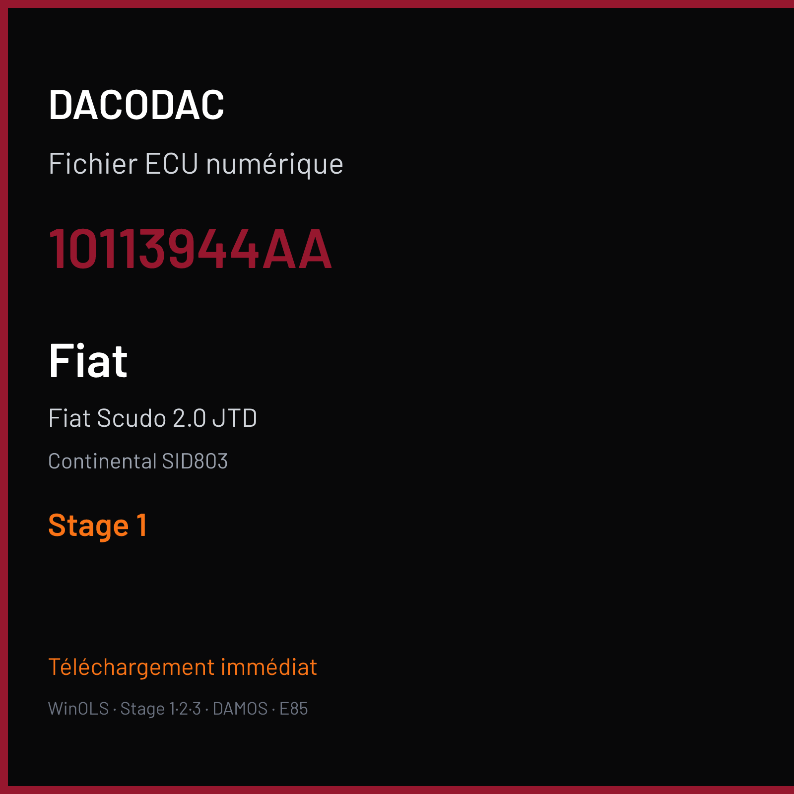 Fiat Scudo 2.0 JTD (2008) — Continental SID803 — 10113944AA — Stage 1