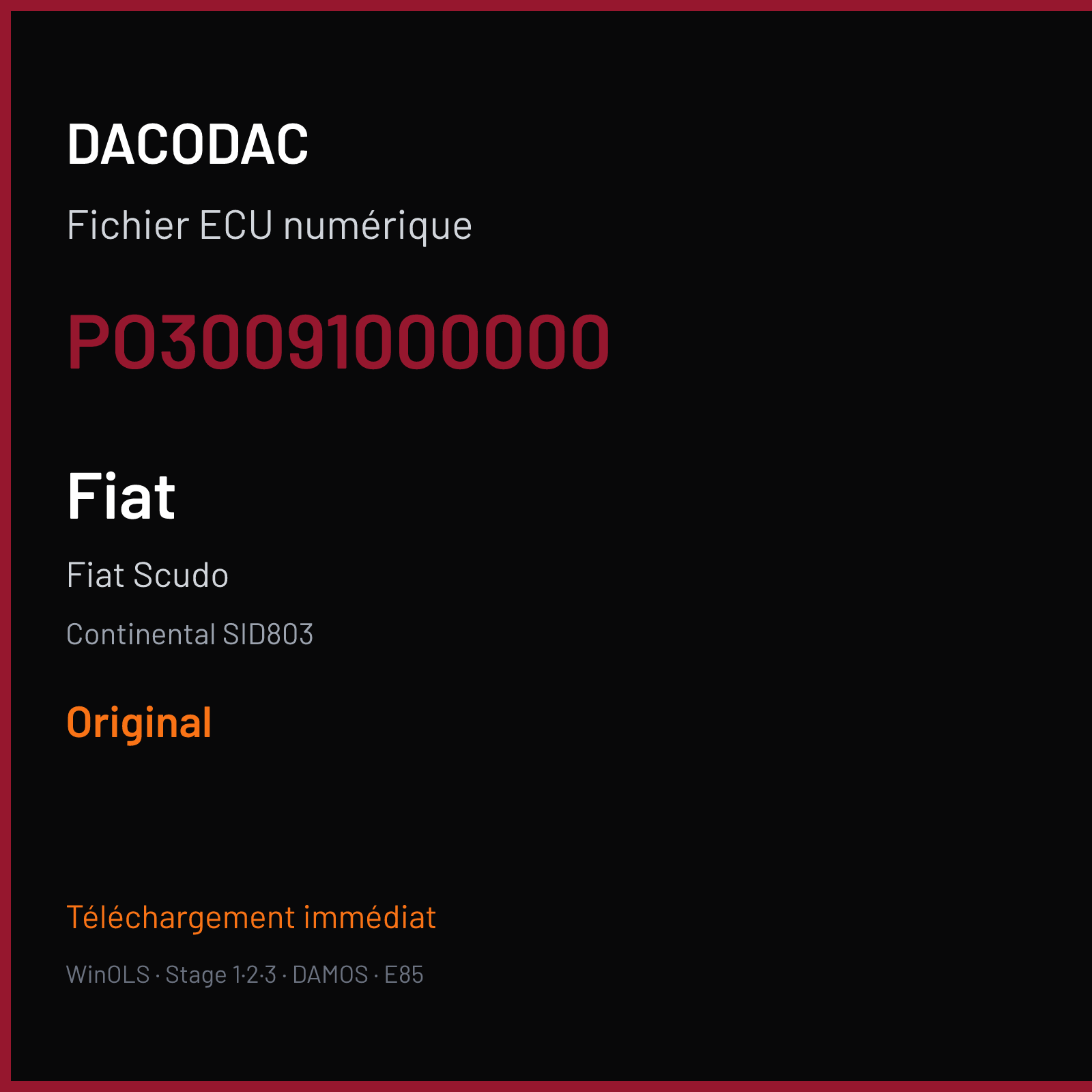 Fiat Scudo (2008) — Continental SID803 — PO30091000000 — Original