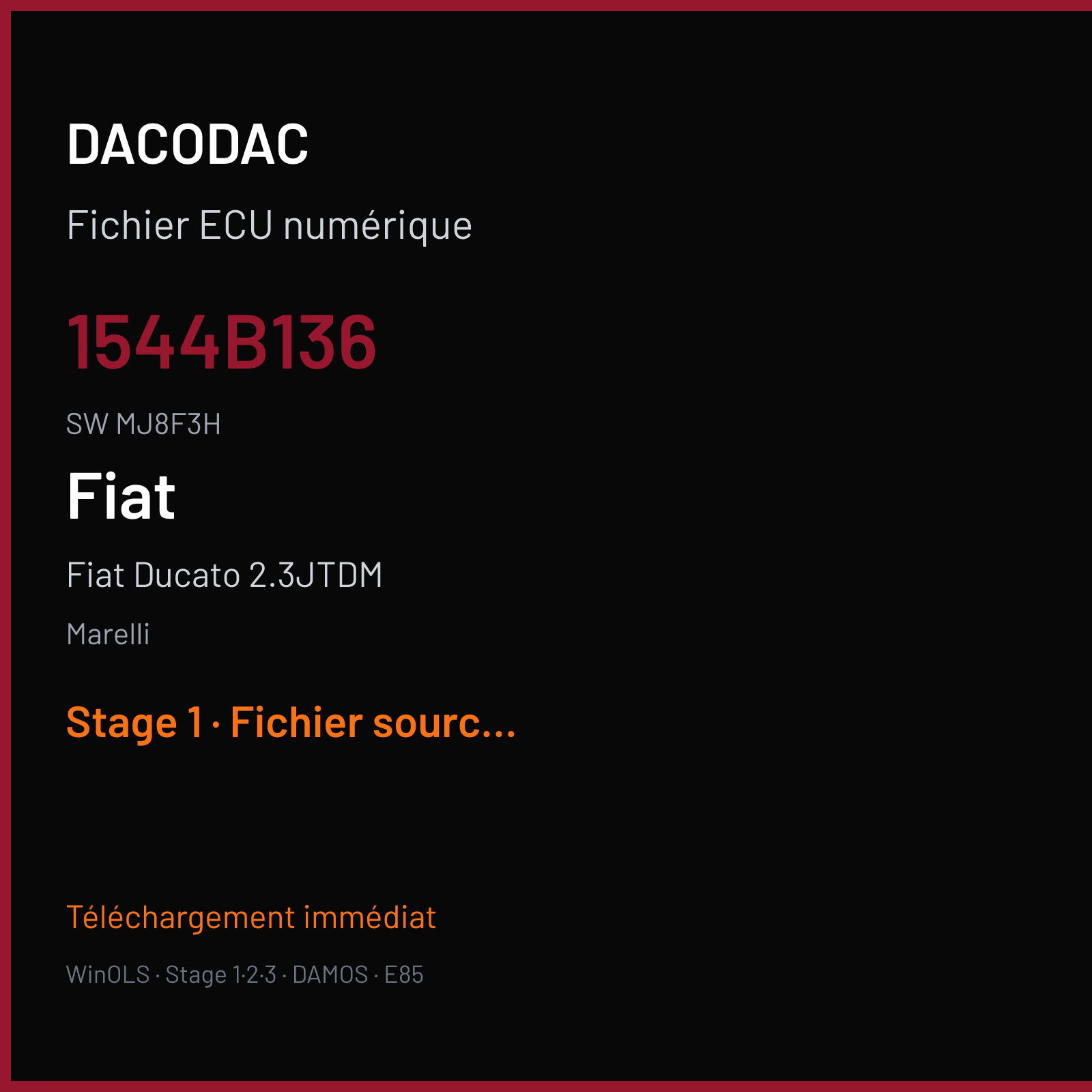 Fiat Ducato 2.3JTDM (2011) — Marelli — 1544B136 · MJ8F3H — Stage 1
