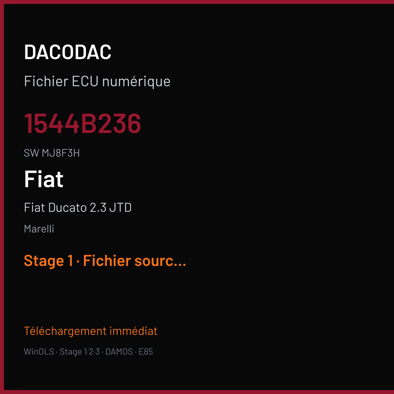 Fiat Ducato 2.3 JTD (2011) — Marelli — 1544B236 · MJ8F3H — Stage 1