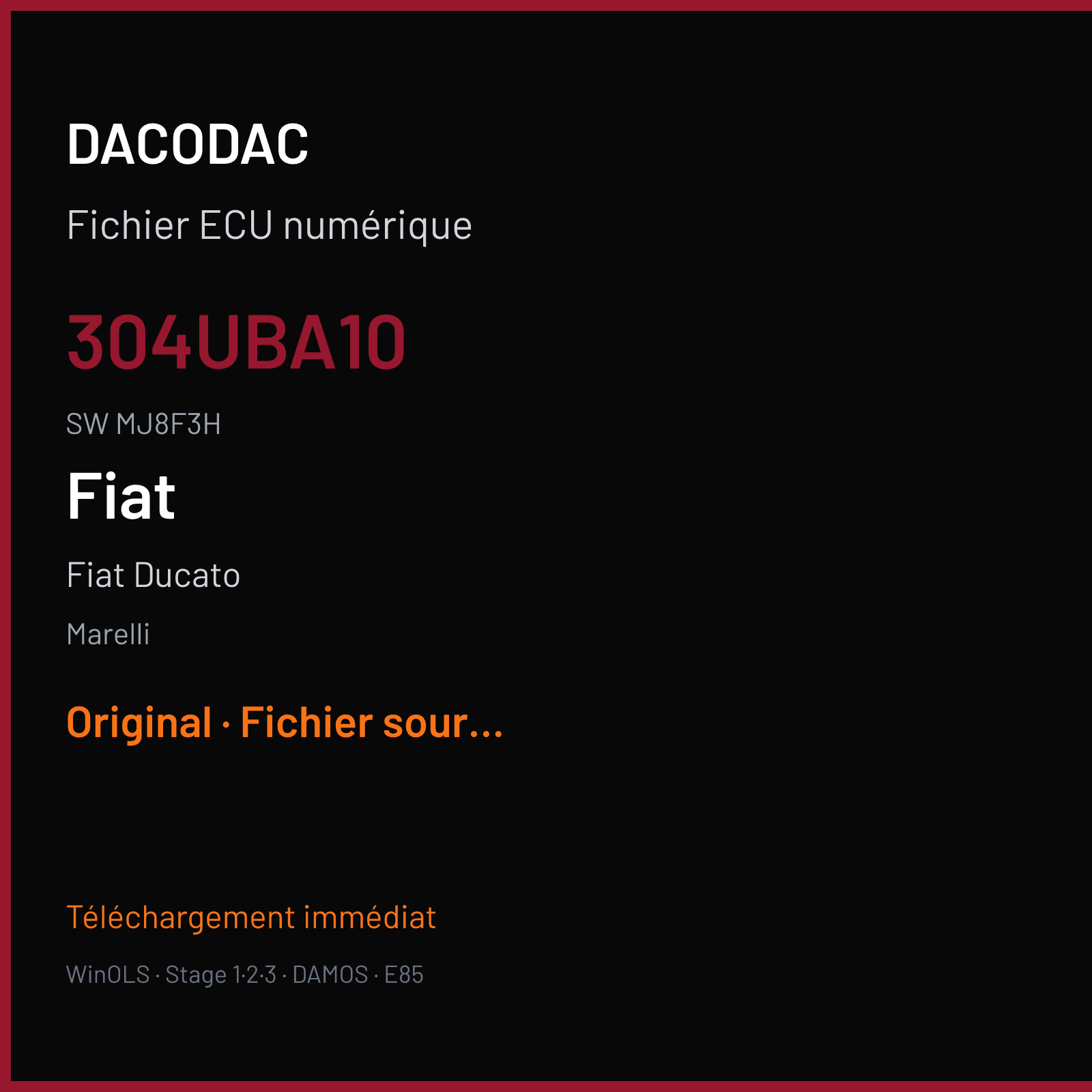 Fiat Ducato (2018) — Marelli — 304UBA10 · MJ8F3H — Original