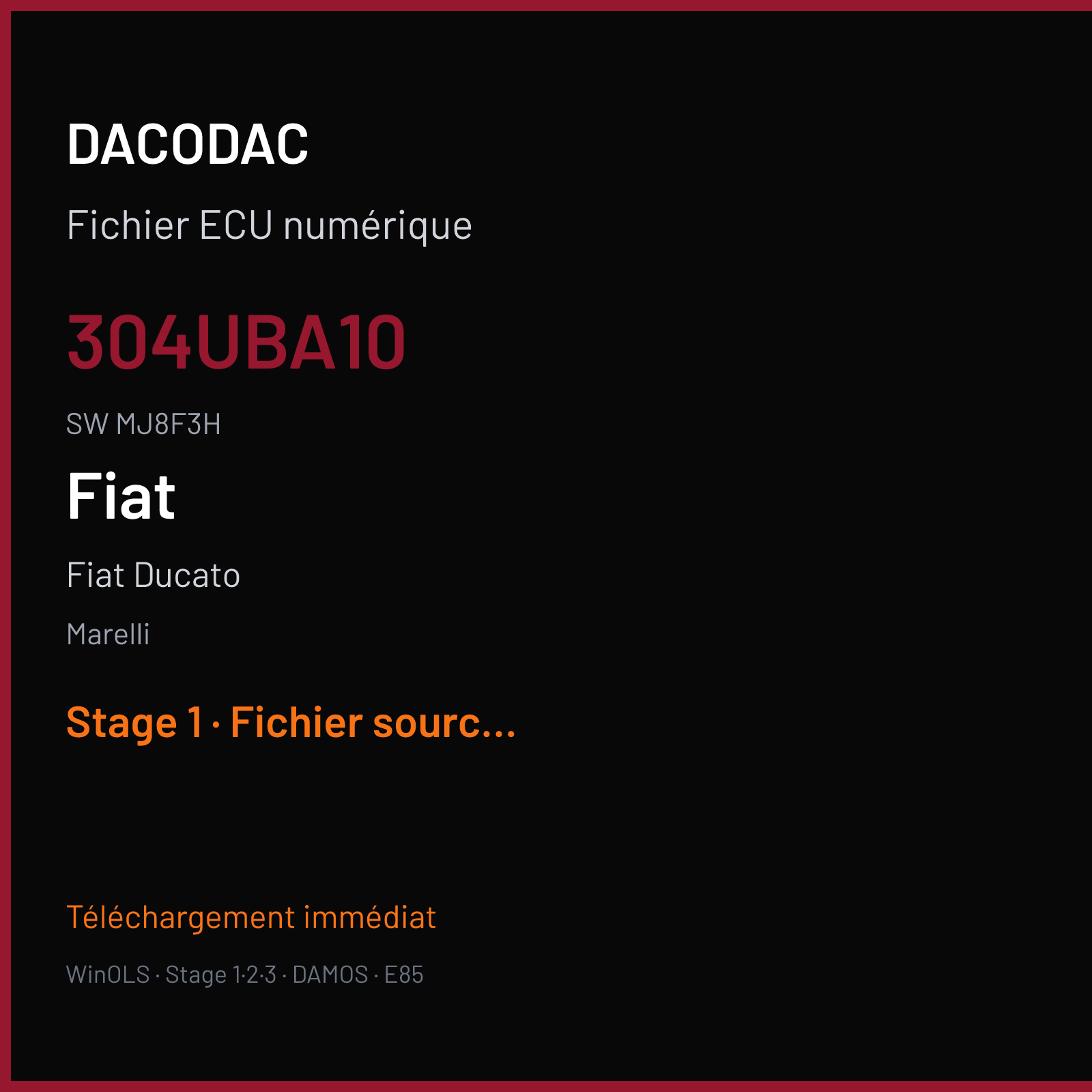 Fiat Ducato (2018) — Marelli — 304UBA10 · MJ8F3H — Stage 1