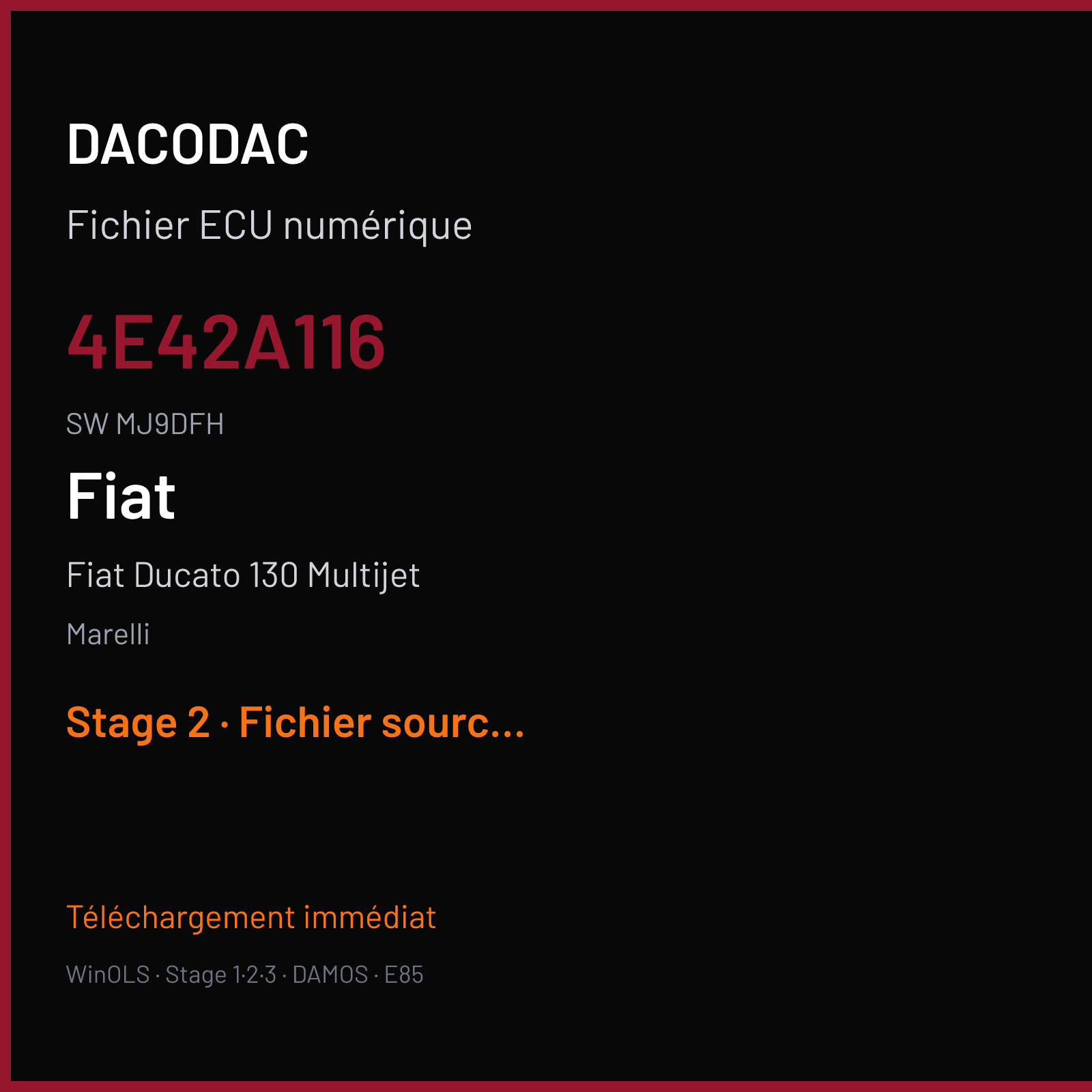 Fiat Ducato 130 Multijet (2018) — Marelli — 4E42A116 · MJ9DFH — Stage 2