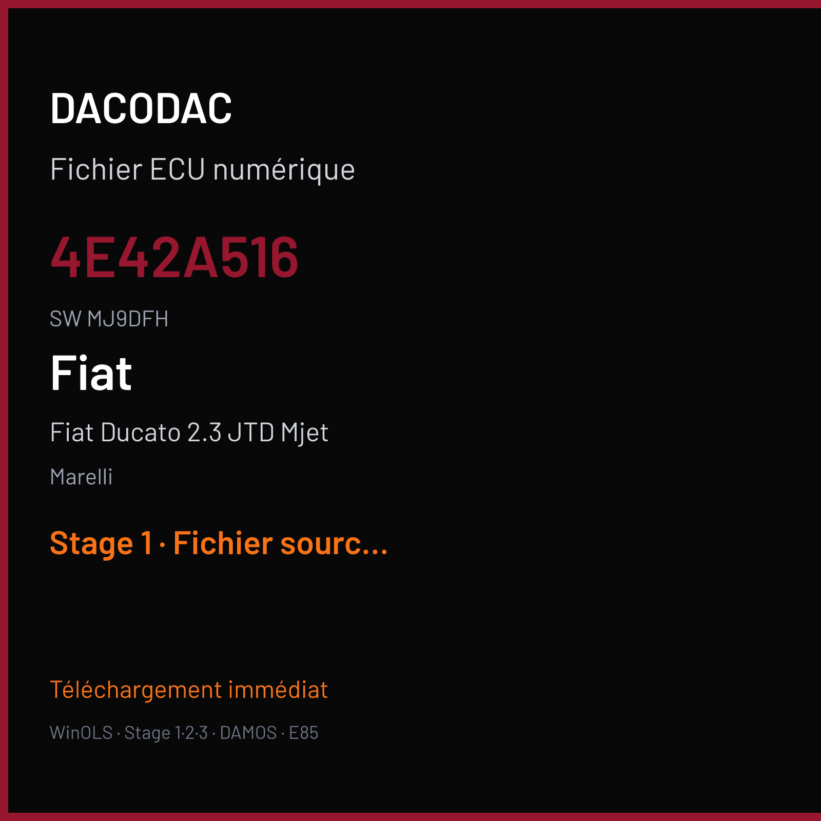 Fiat Ducato 2.3 JTD Mjet (2016) — Marelli — 4E42A516 · MJ9DFH — Stage 1