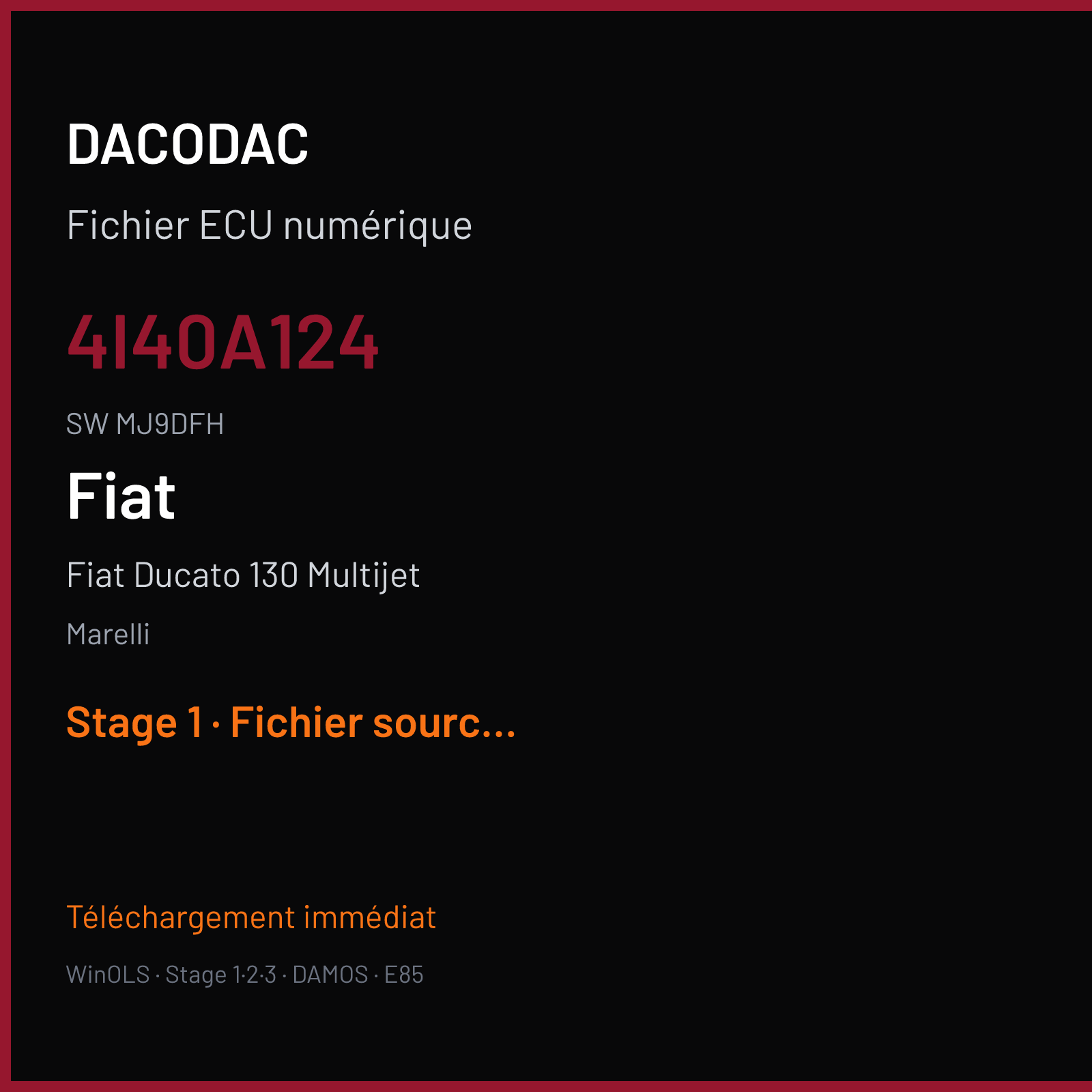 Fiat Ducato 130 Multijet (2018) — Marelli — 4I40A124 · MJ9DFH — Stage 1