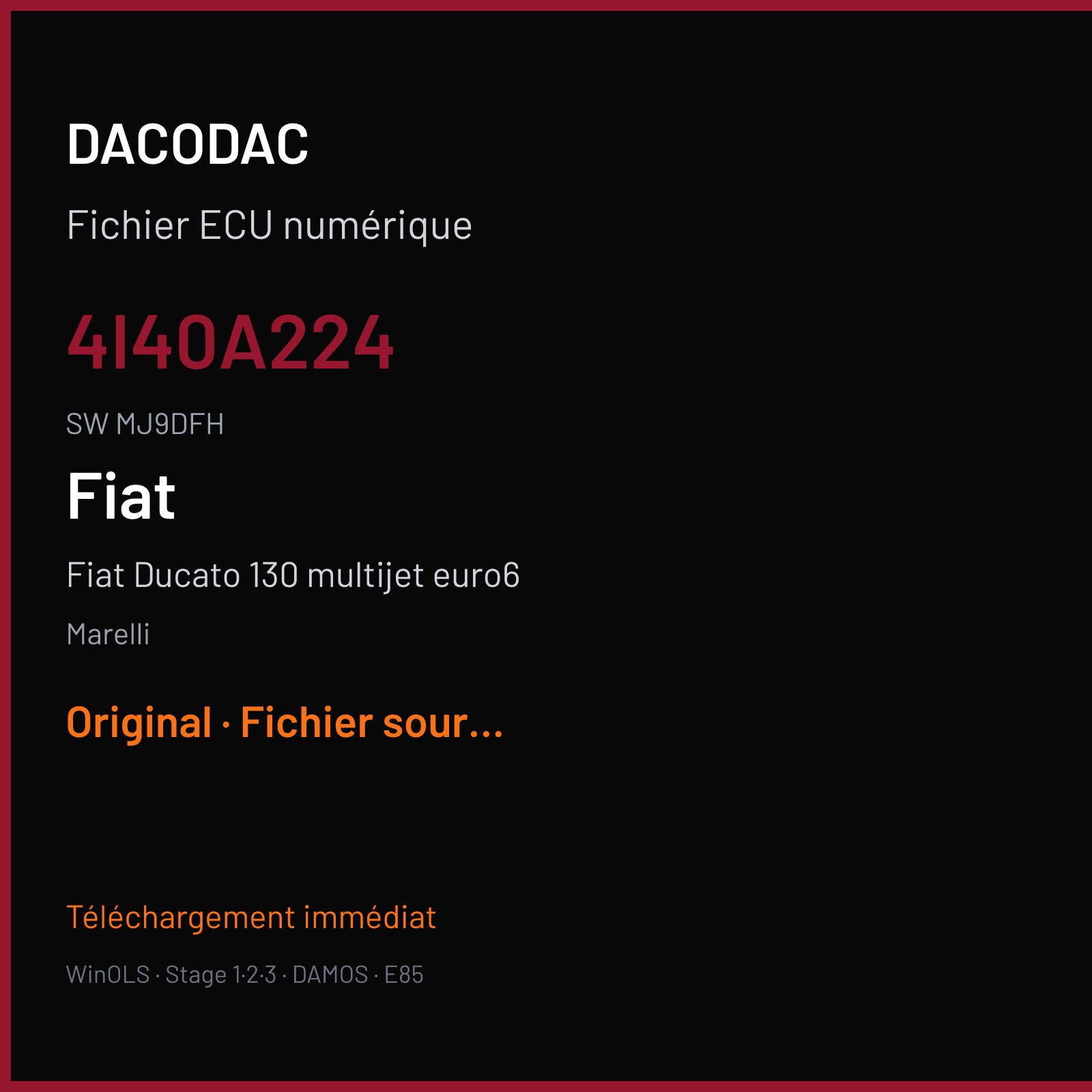 Fiat Ducato 130 multijet euro6 (2015) — Marelli — 4I40A224 · MJ9DFH — Original