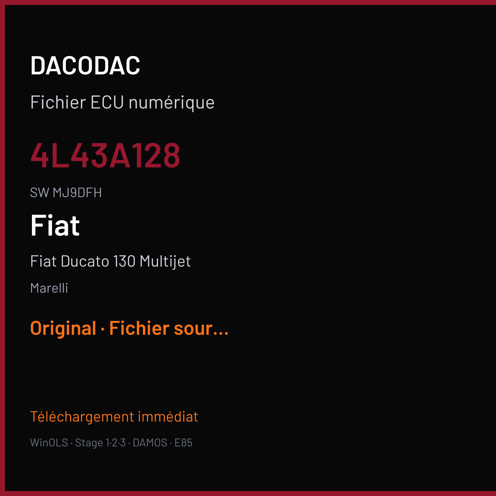 Fiat Ducato 130 Multijet (2016) — Marelli — 4L43A128 · MJ9DFH — Original