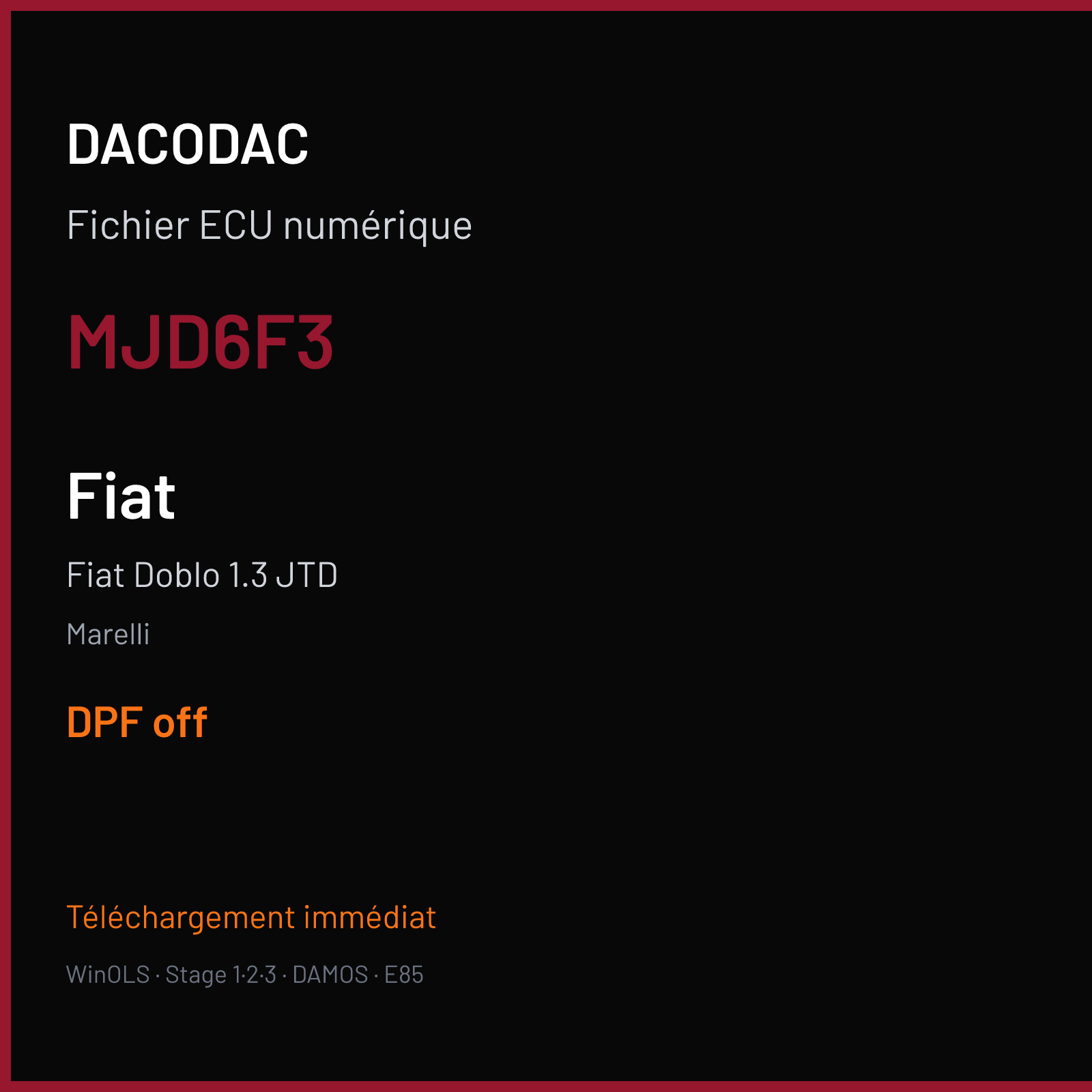 Fiat Doblo 1.3 JTD (2006) — Marelli — MJD6F3 — DPF off