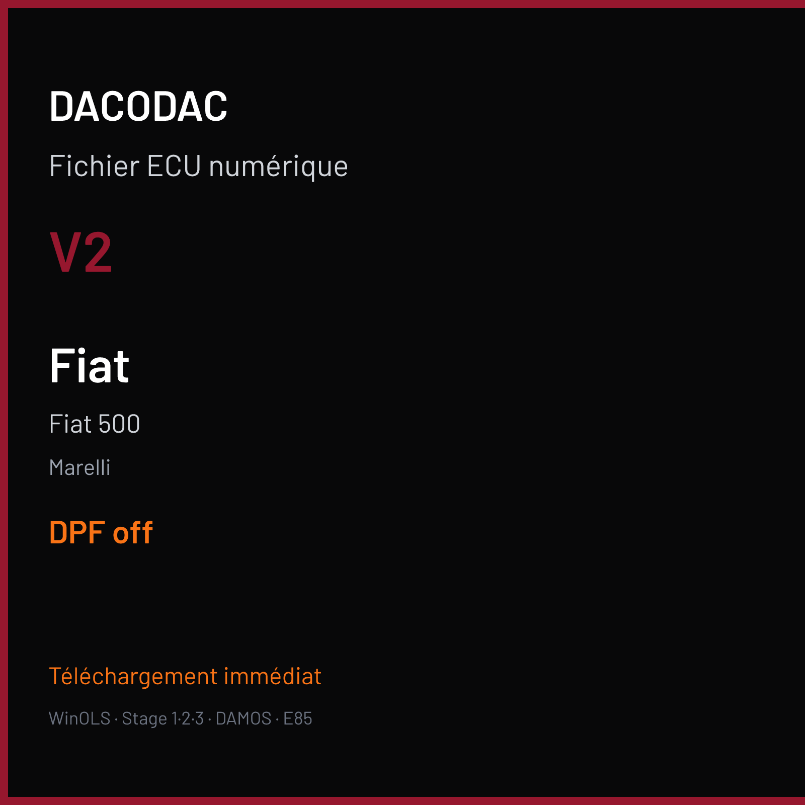 Fiat 500 — Marelli — V2 — DPF off