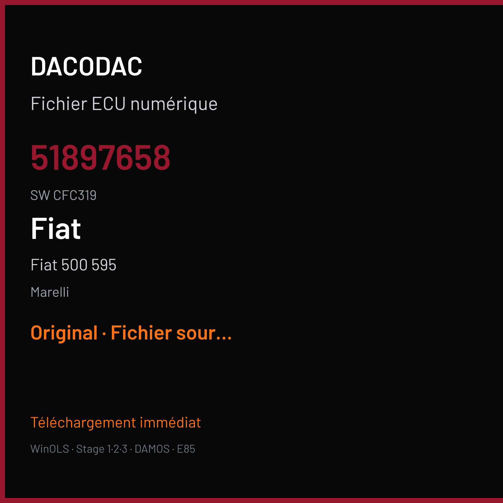 Fiat 500 595 (2010) — Marelli — 51897658 · CFC319 — Original