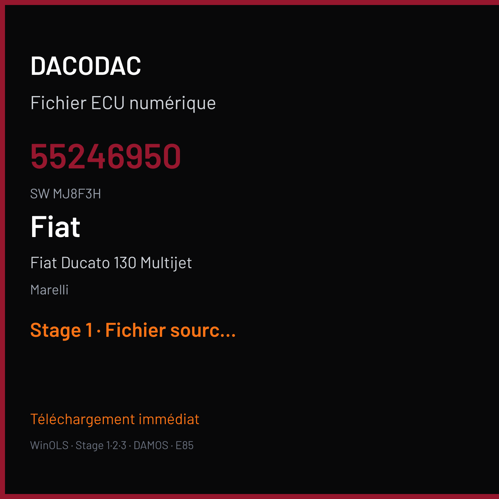 Fiat Ducato 130 Multijet (2013) — Marelli — 55246950 · MJ8F3H — Stage 1