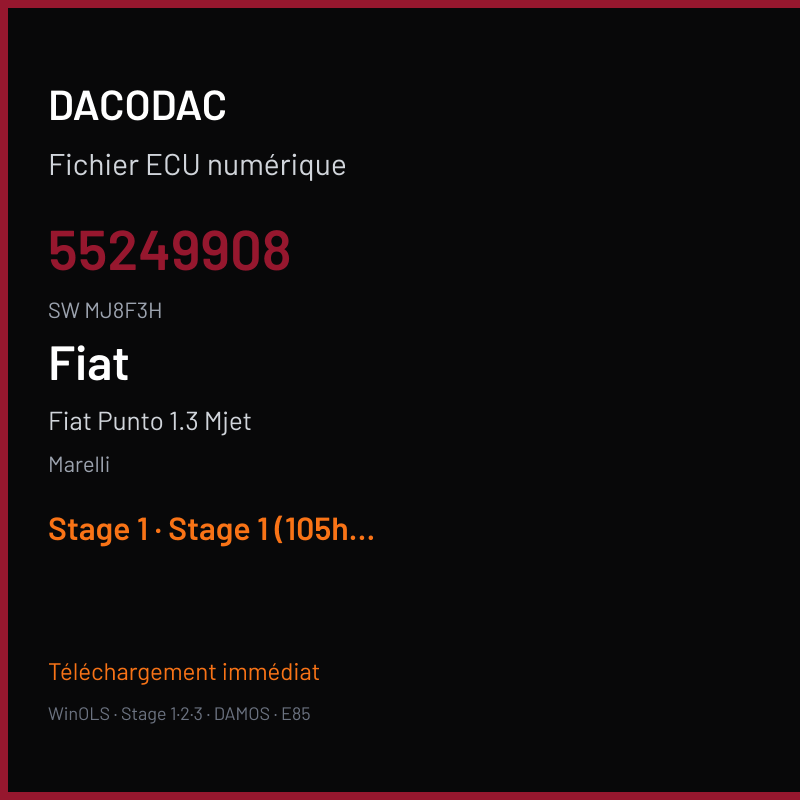 Fiat Punto 1.3 Mjet (2013) — Marelli — 55249908 · MJ8F3H — Stage 1