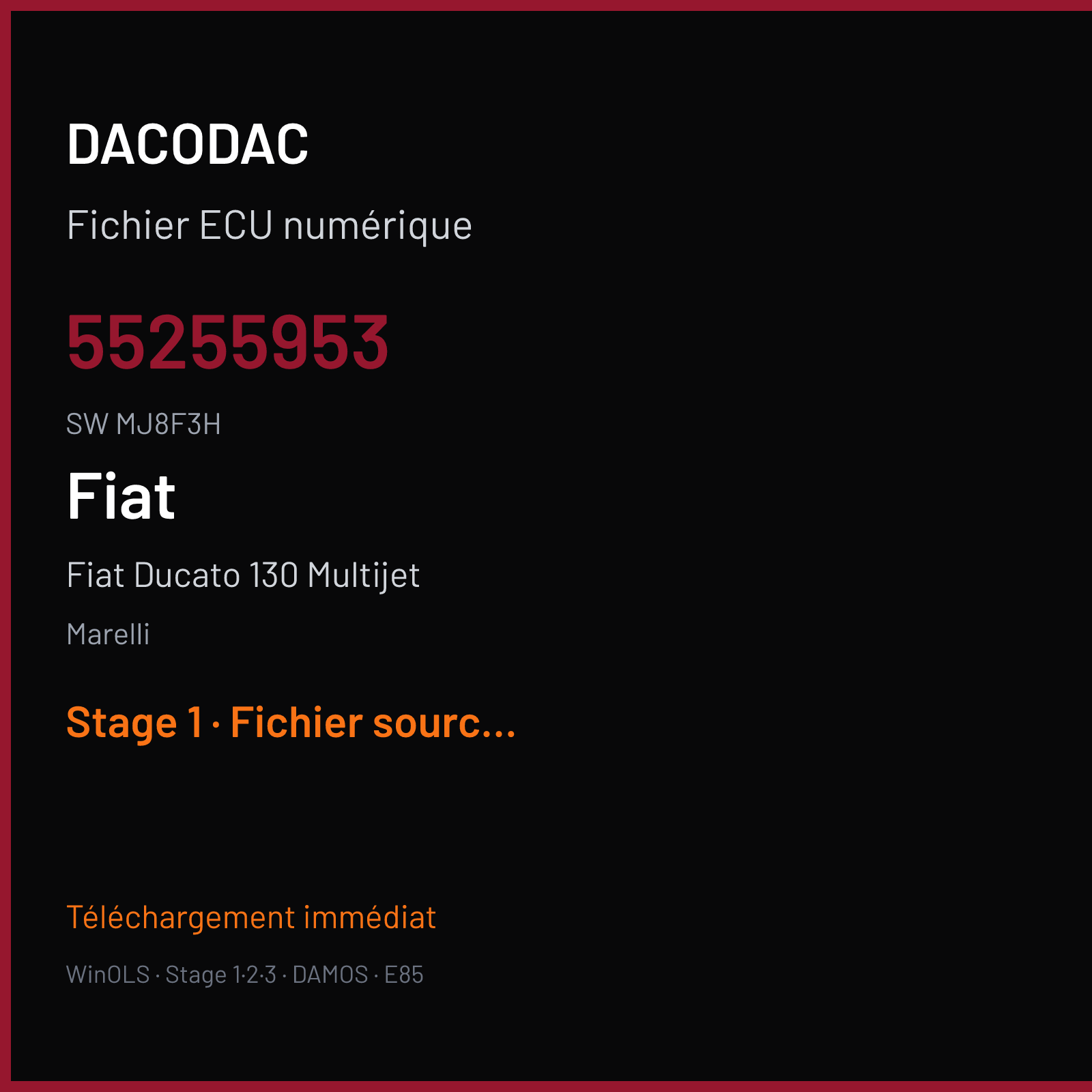 Fiat Ducato 130 Multijet (2014) — Marelli — 55255953 · MJ8F3H — Stage 1