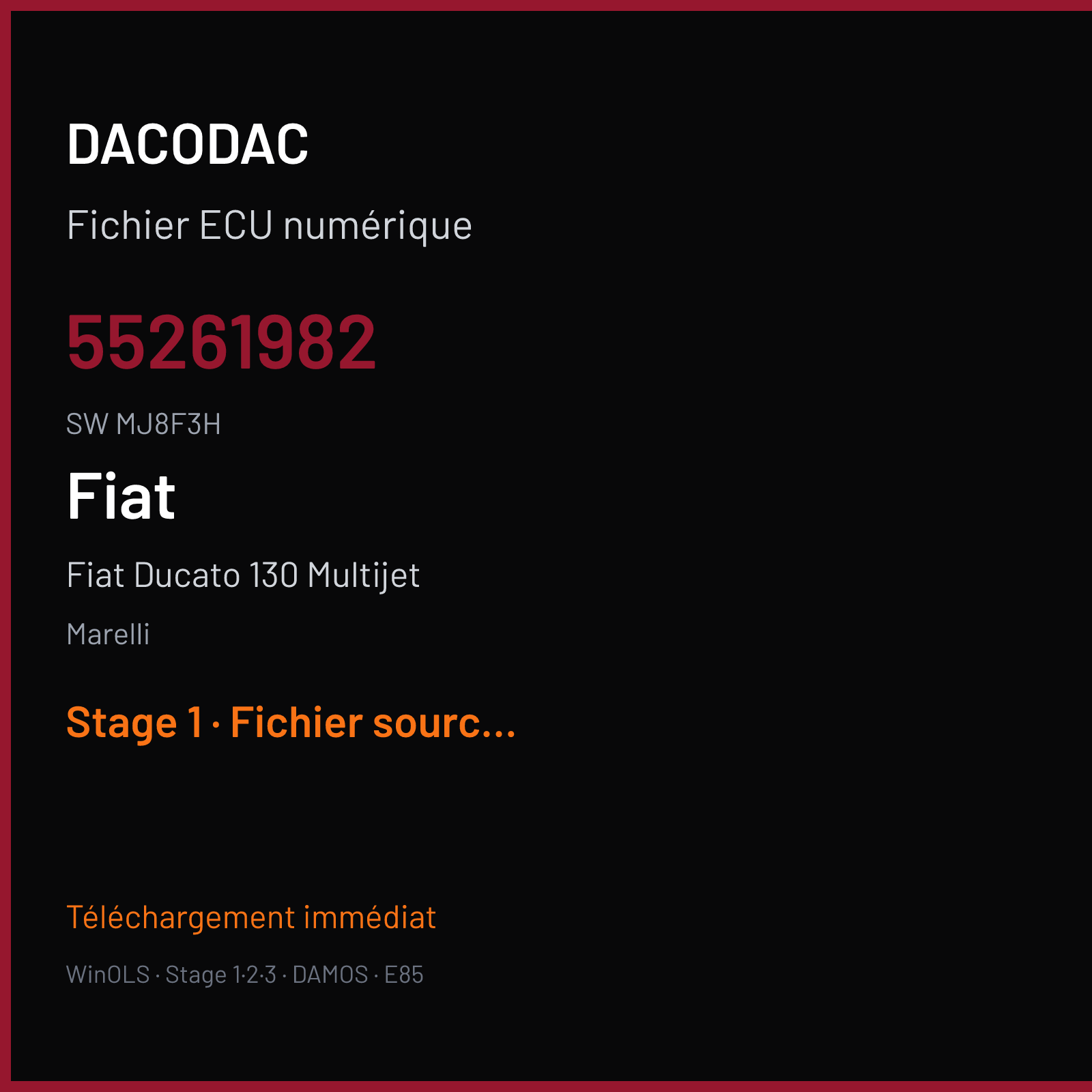 Fiat Ducato 130 Multijet (2015) — Marelli — 55261982 · MJ8F3H — Stage 1
