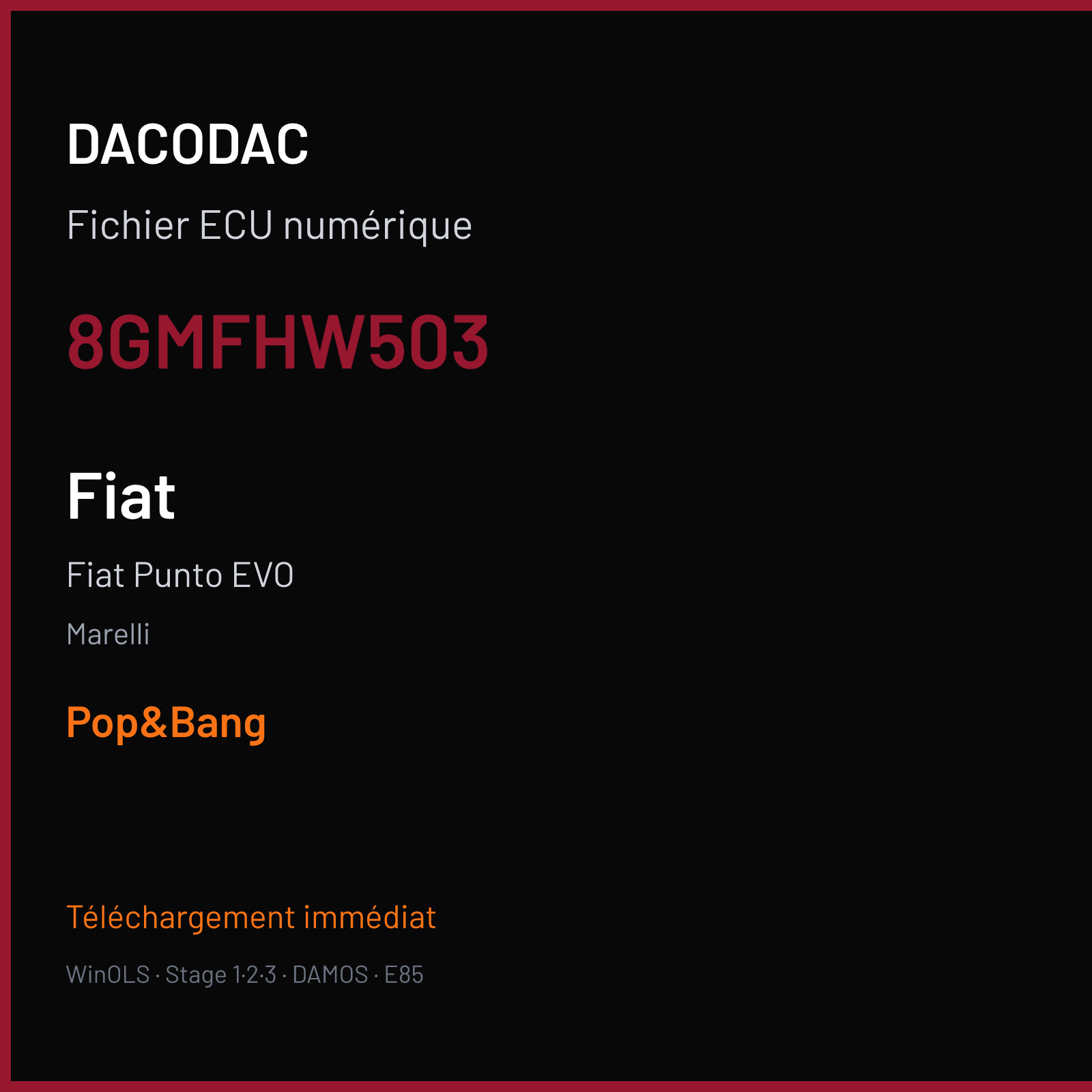 Fiat Punto EVO (2010) — Marelli — 8GMFHW503 — Pop&Bang