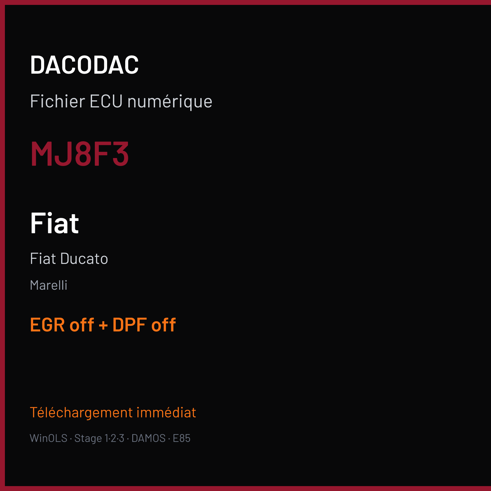 Fiat Ducato (2014) — Marelli — MJ8F3 — EGR off + DPF off