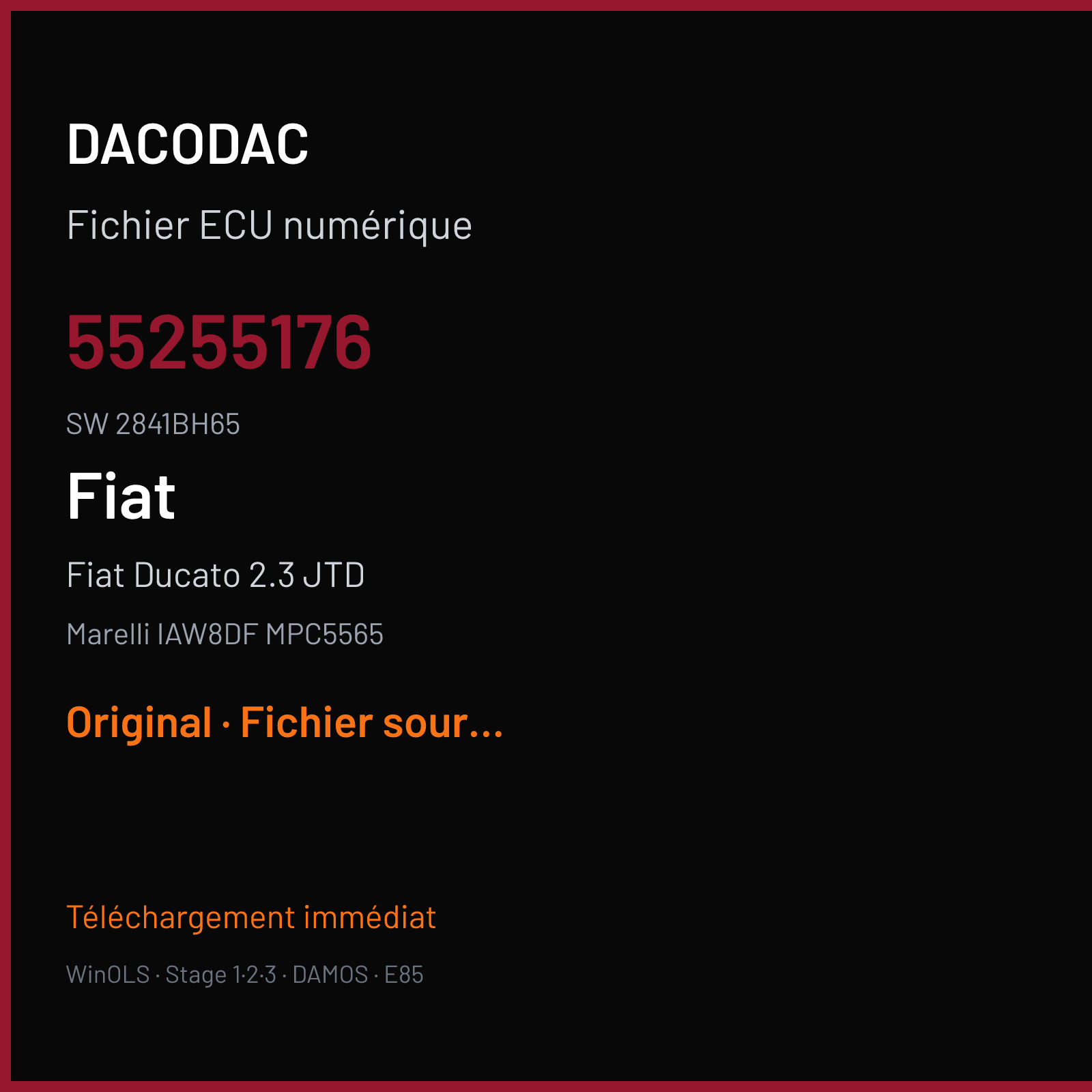 Fiat Ducato 2.3 JTD (2013) — Marelli IAW8DF MPC5565 — 55255176 · 2841BH65 — Original