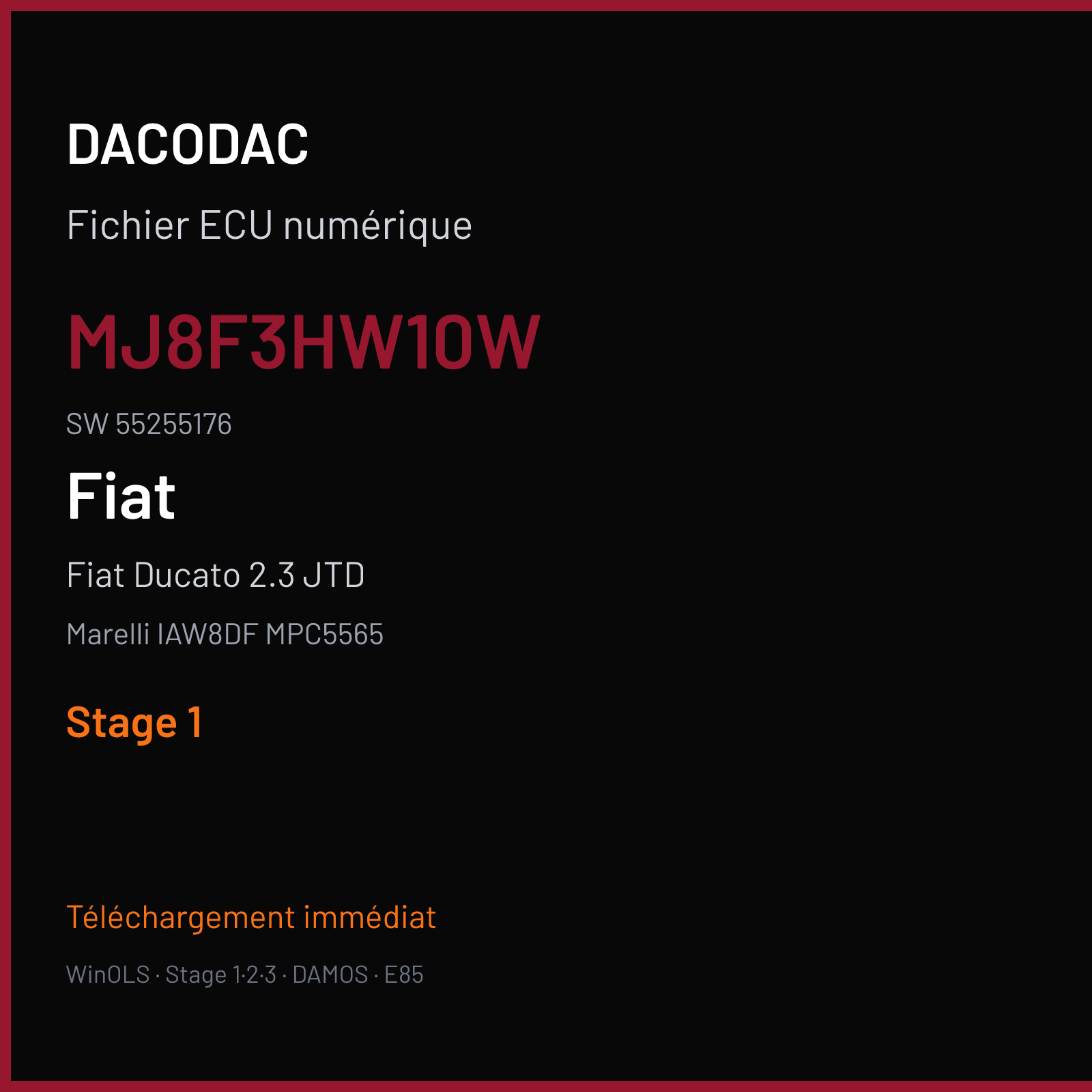Fiat Ducato 2.3 JTD 130 ch (2013) — Marelli IAW8DF MPC5565 — MJ8F3HW10W · 55255176 · 2841BH65 — Stage 1