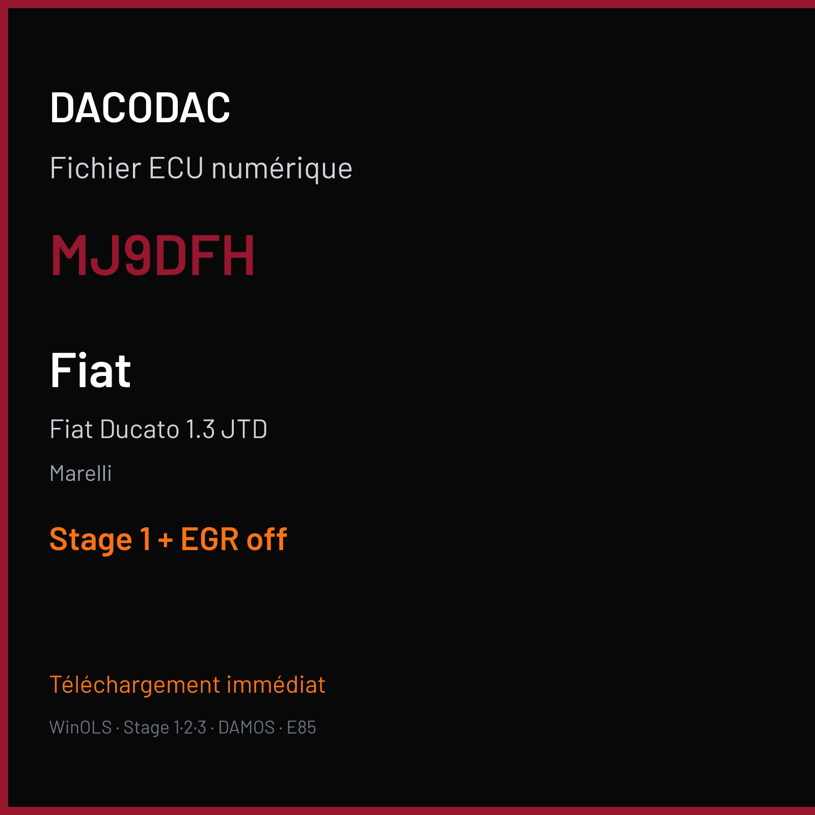 Fiat Ducato 1.3 JTD (2021) — Marelli — MJ9DFH — Stage 1 + EGR off