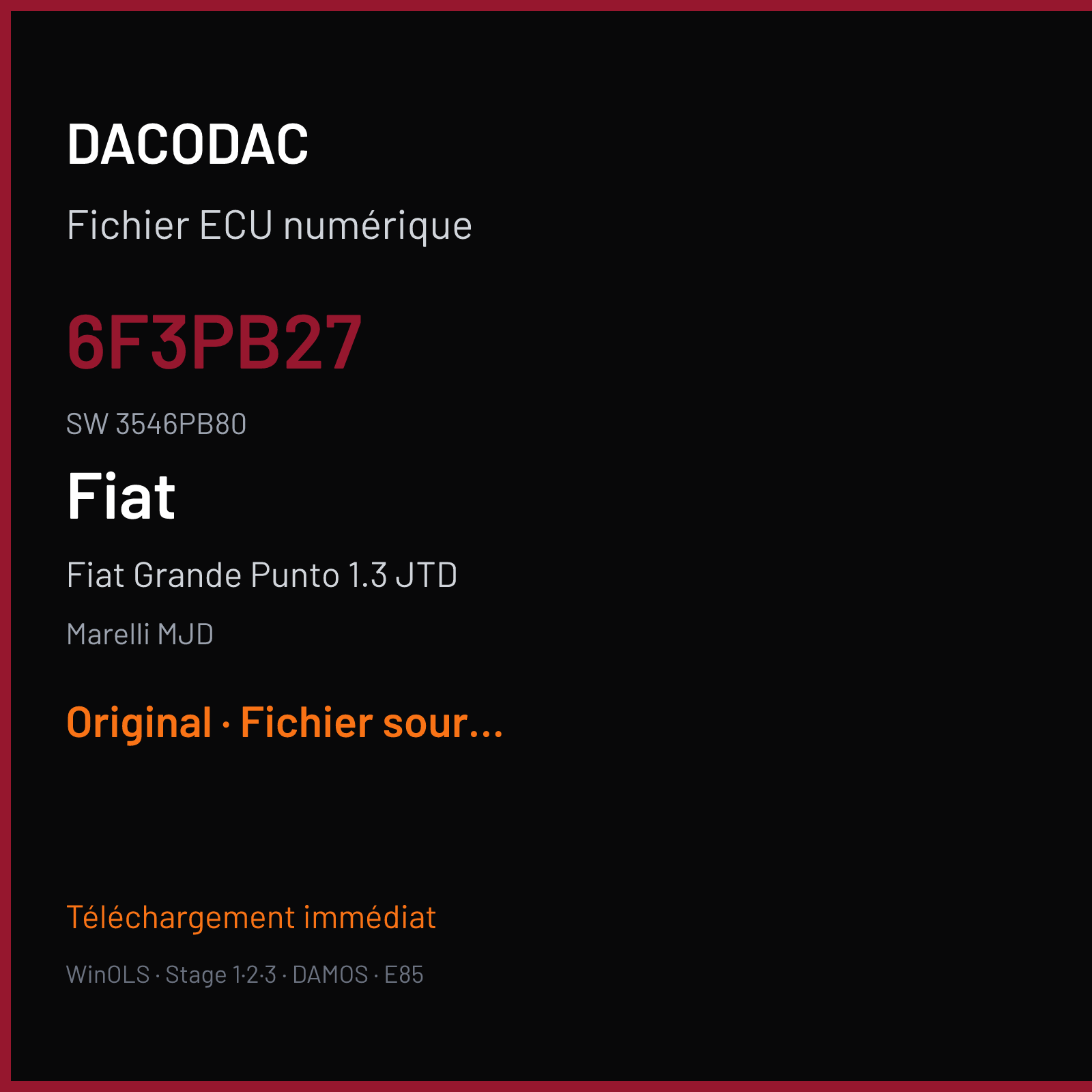 Fiat Grande Punto 1.3 JTD (2008) — Marelli MJD — 6F3PB27 · 3546PB80 — Original