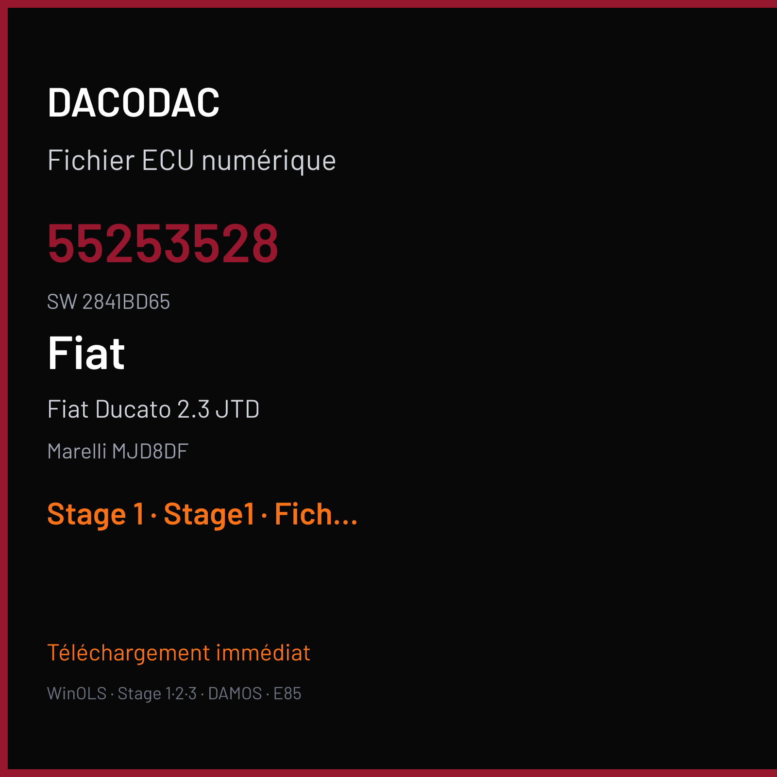 Fiat Ducato 2.3 JTD (2013) — Marelli MJD8DF — 55253528 · 2841BD65 — Stage 1
