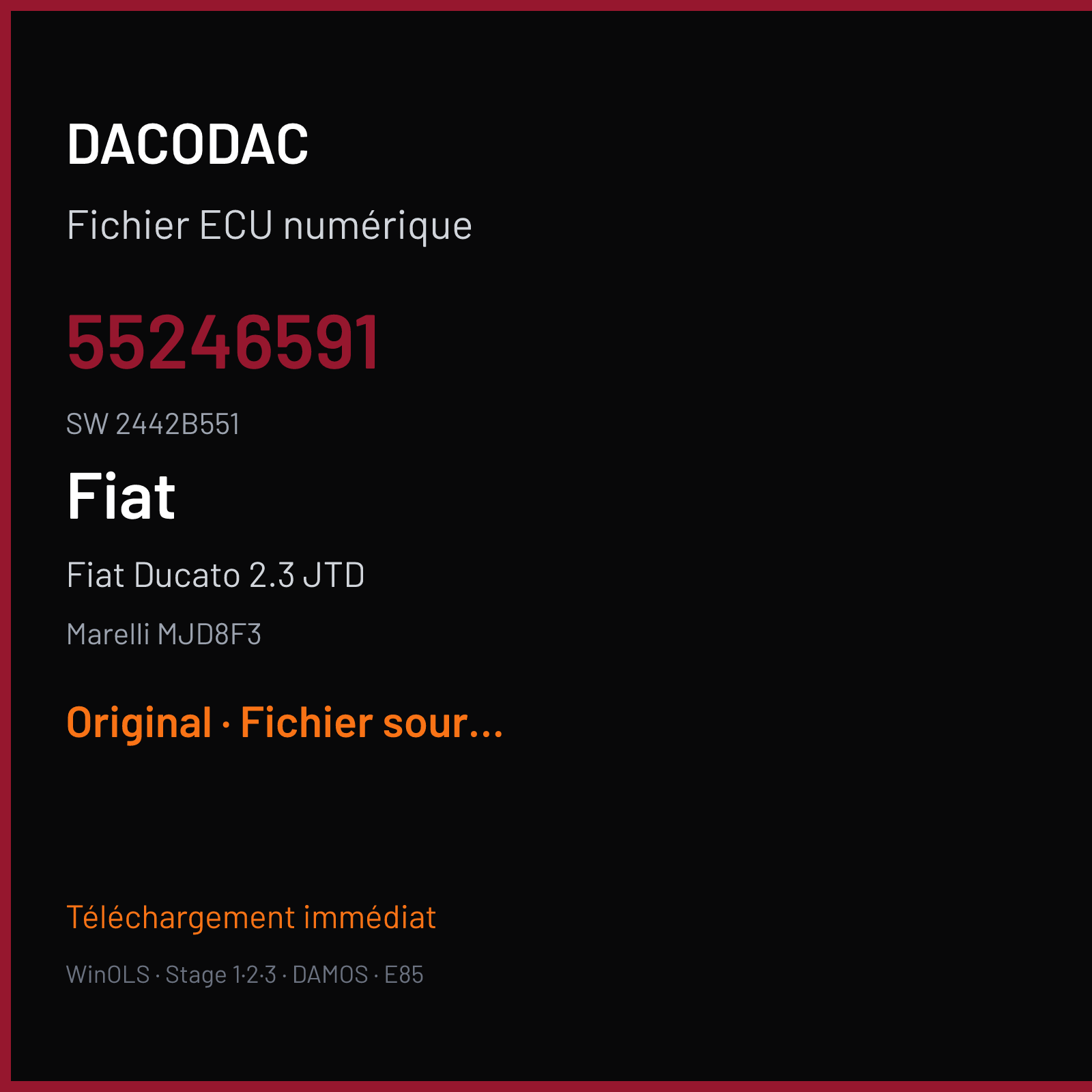 Fiat Ducato 2.3 JTD (2012) — Marelli MJD8F3 — 55246591 · 2442B551 — Original