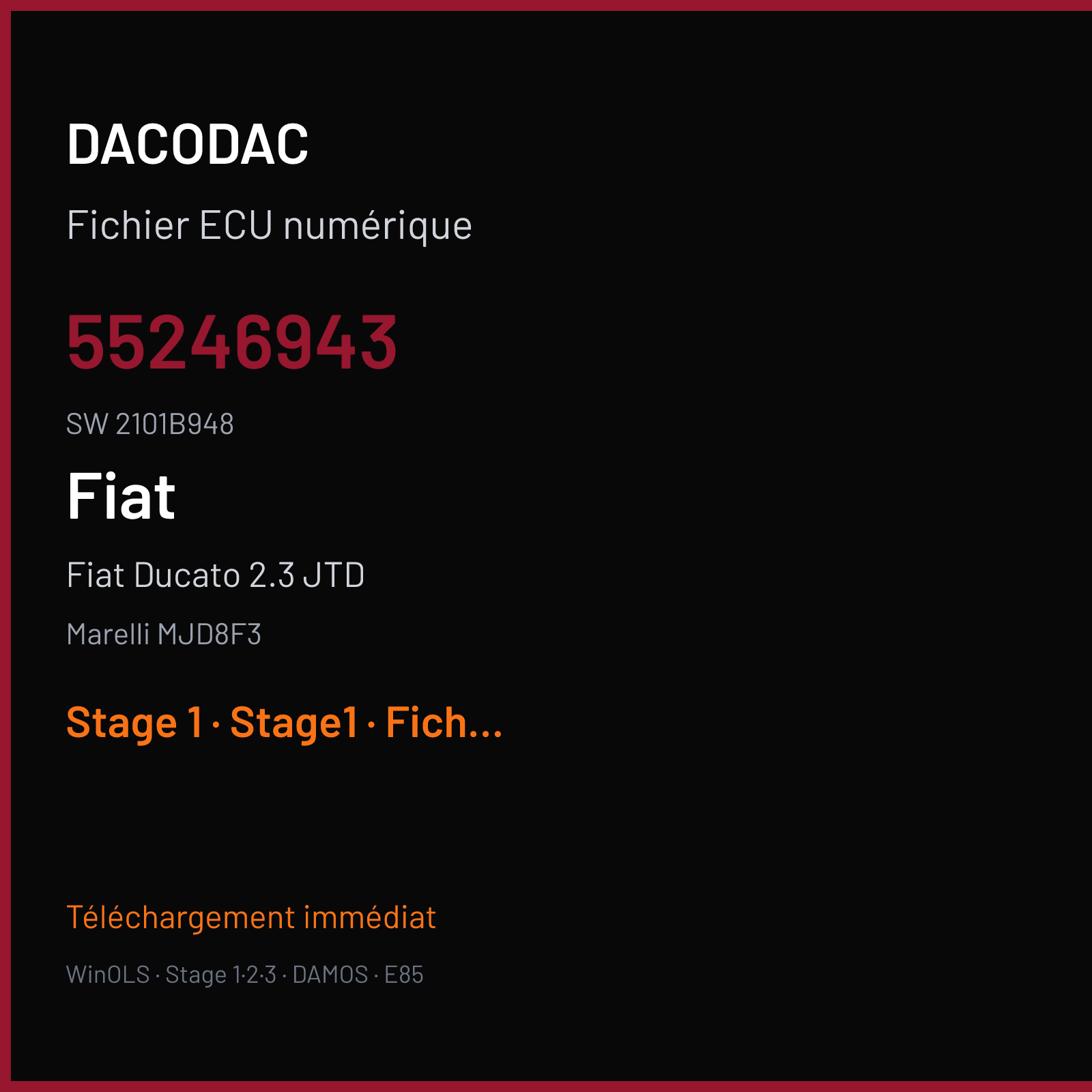 Fiat Ducato 2.3 JTD (2008) — Marelli MJD8F3 — 55246943 · 2101B948 — Stage 1