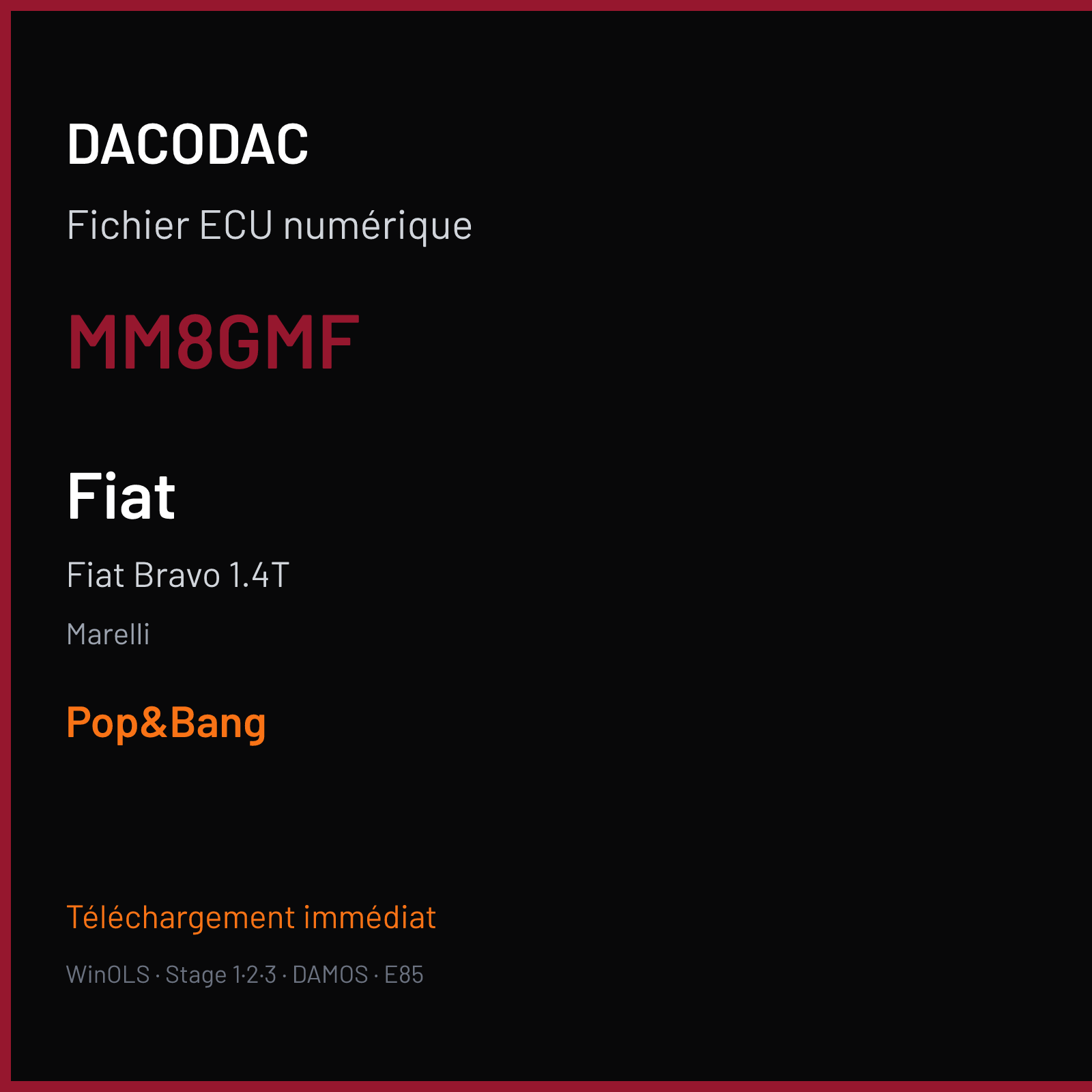 Fiat Bravo 1.4T (2014) — Marelli — MM8GMF — Pop&Bang
