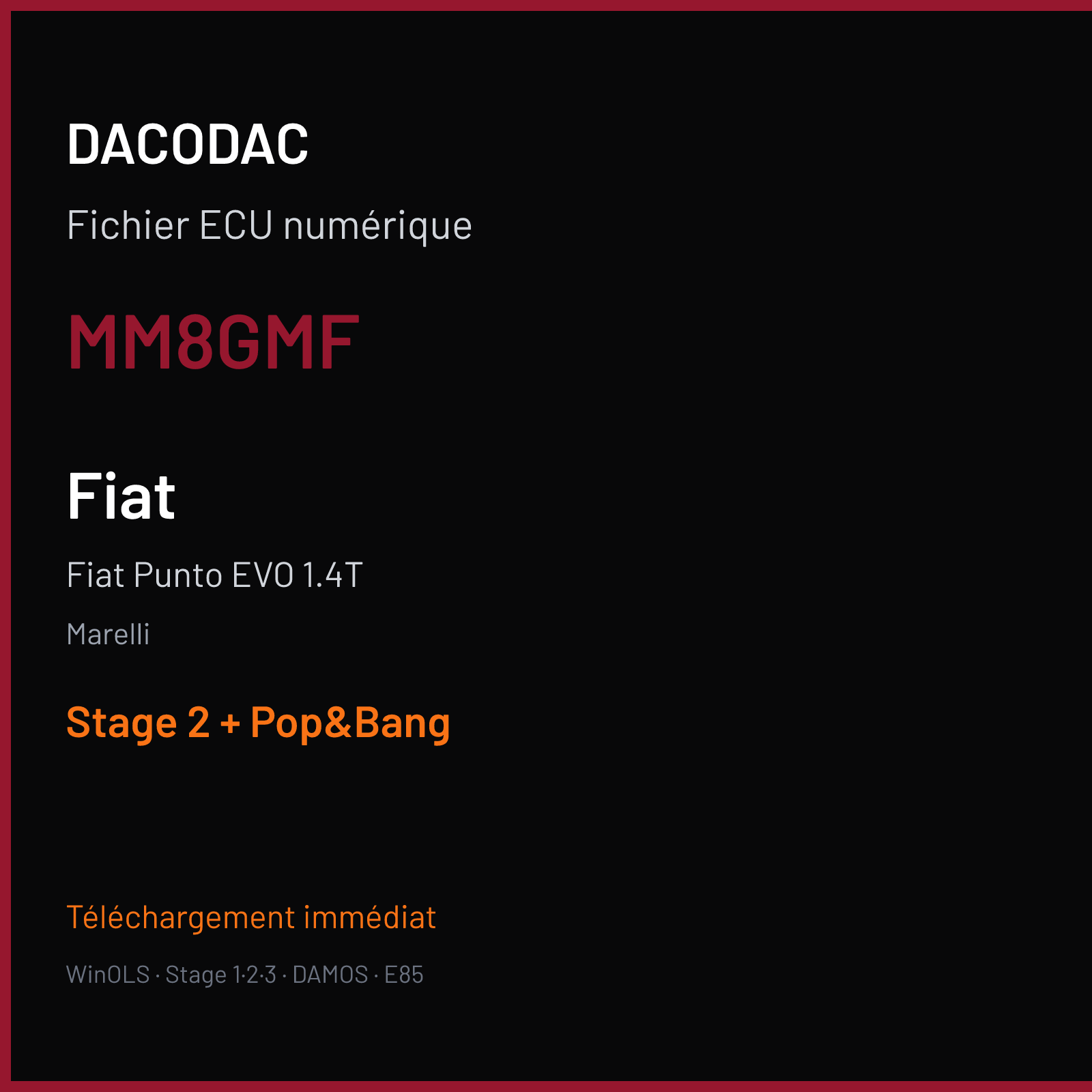 Fiat Punto EVO 1.4T (2013) — Marelli — MM8GMF — Stage 2 + Pop&Bang