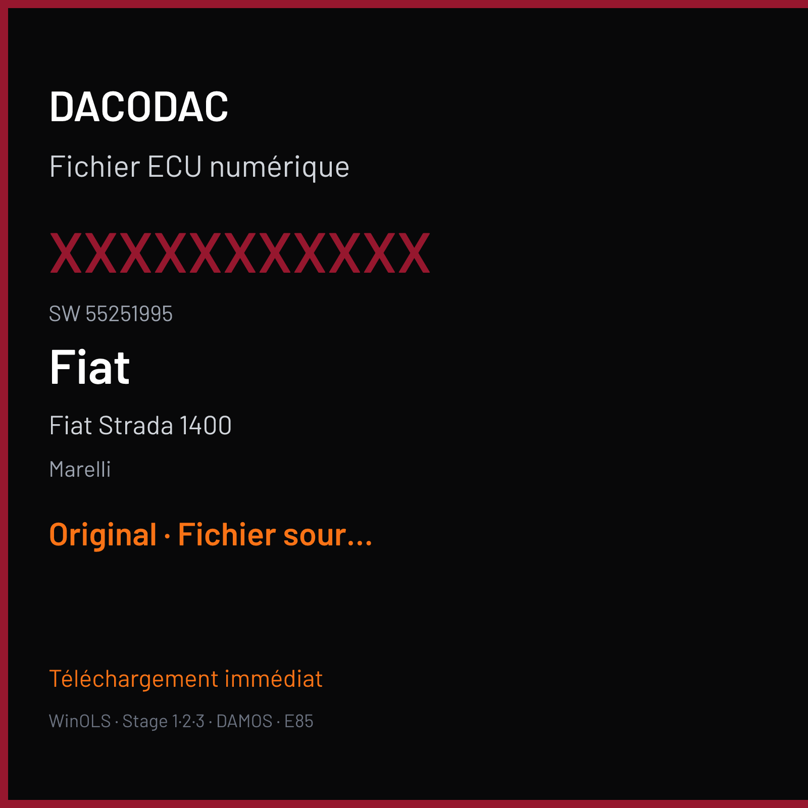 Fiat Strada 1400 87 ch (2013) — Marelli — XXXXXXXXXXX · 55251995 · 701ER88 IAW 4GF — Original