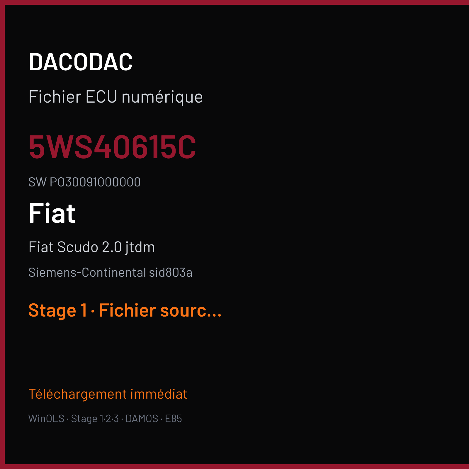 Fiat Scudo 2.0 jtdm (2009) — Siemens-Continental sid803a — 5ws40615c · PO30091000000 — Stage 1