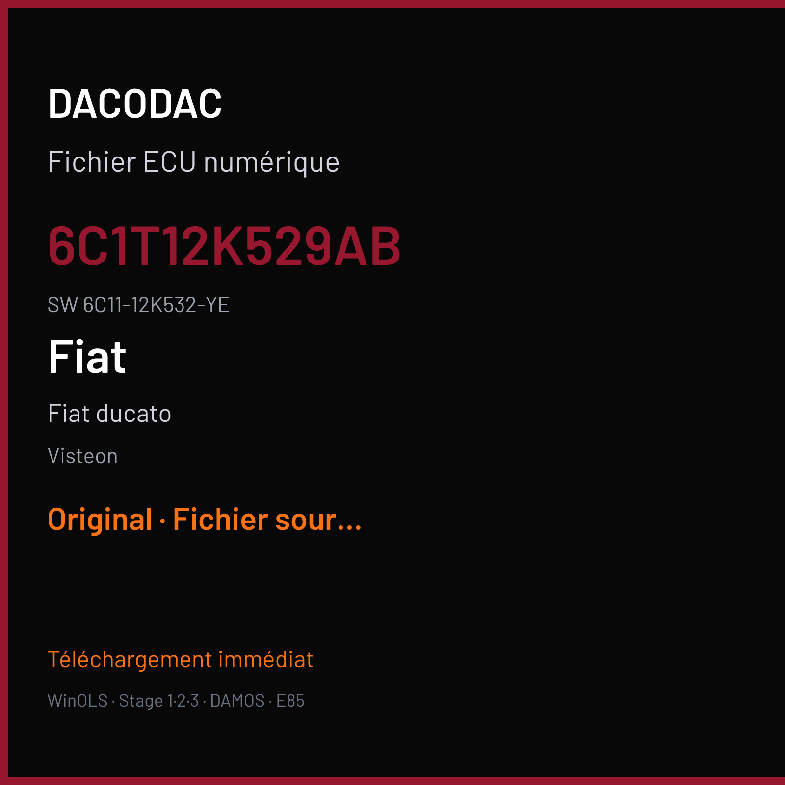 Fiat ducato — Visteon — 6C1T12K529AB · 6C11-12K532-YE · 8C11-12A650-JE — Original