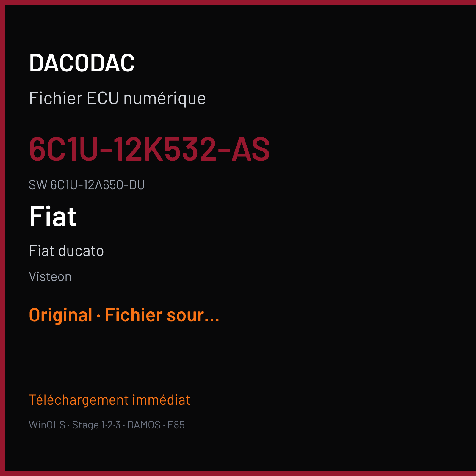 Fiat ducato 100 ch (2008) — Visteon — 6C1U-12K532-AS · 6C1U-12A650-DU · 9666484580 9666360280 — Original