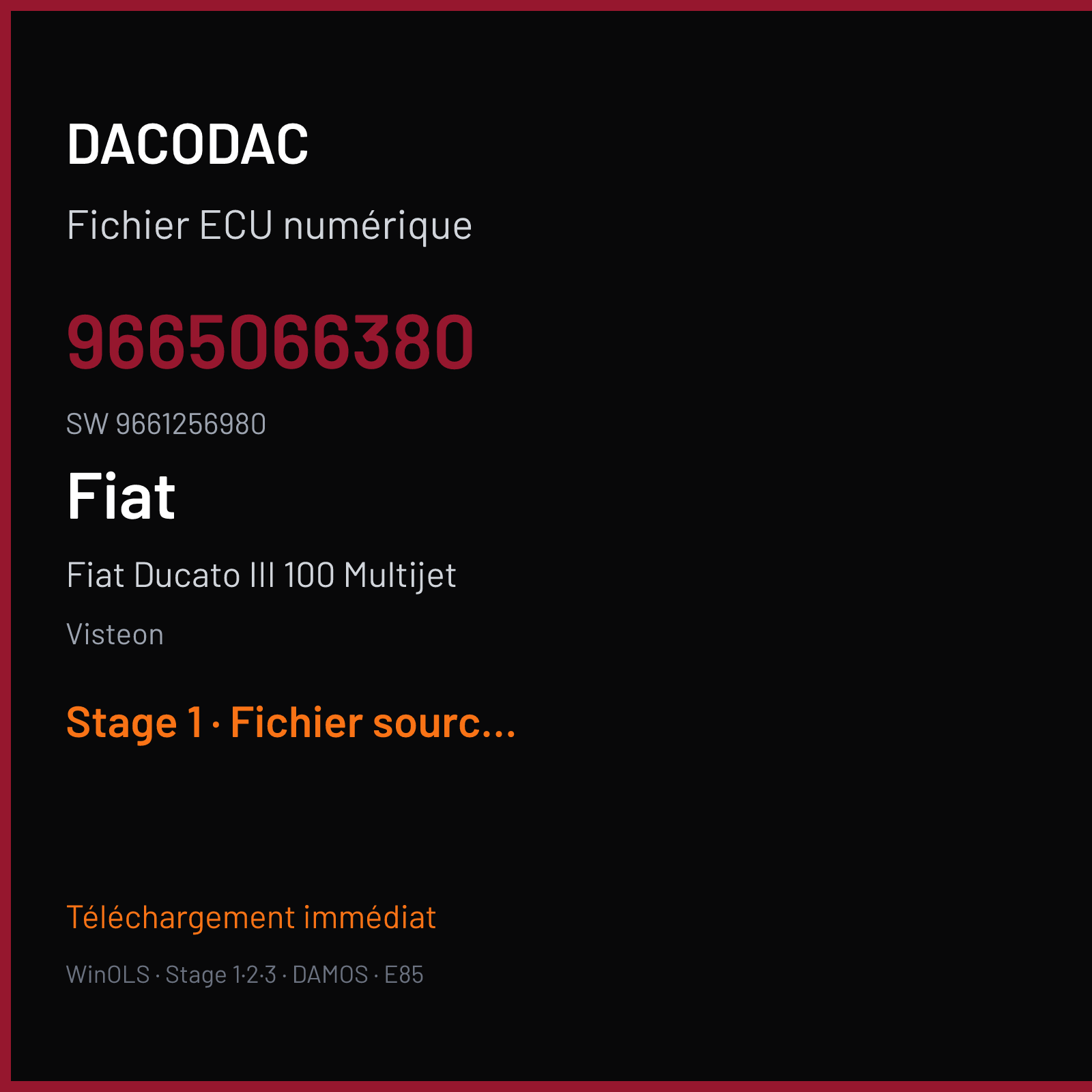 Fiat Ducato III 100 Multijet — Visteon — 9665066380 · 9661256980 — Stage 1
