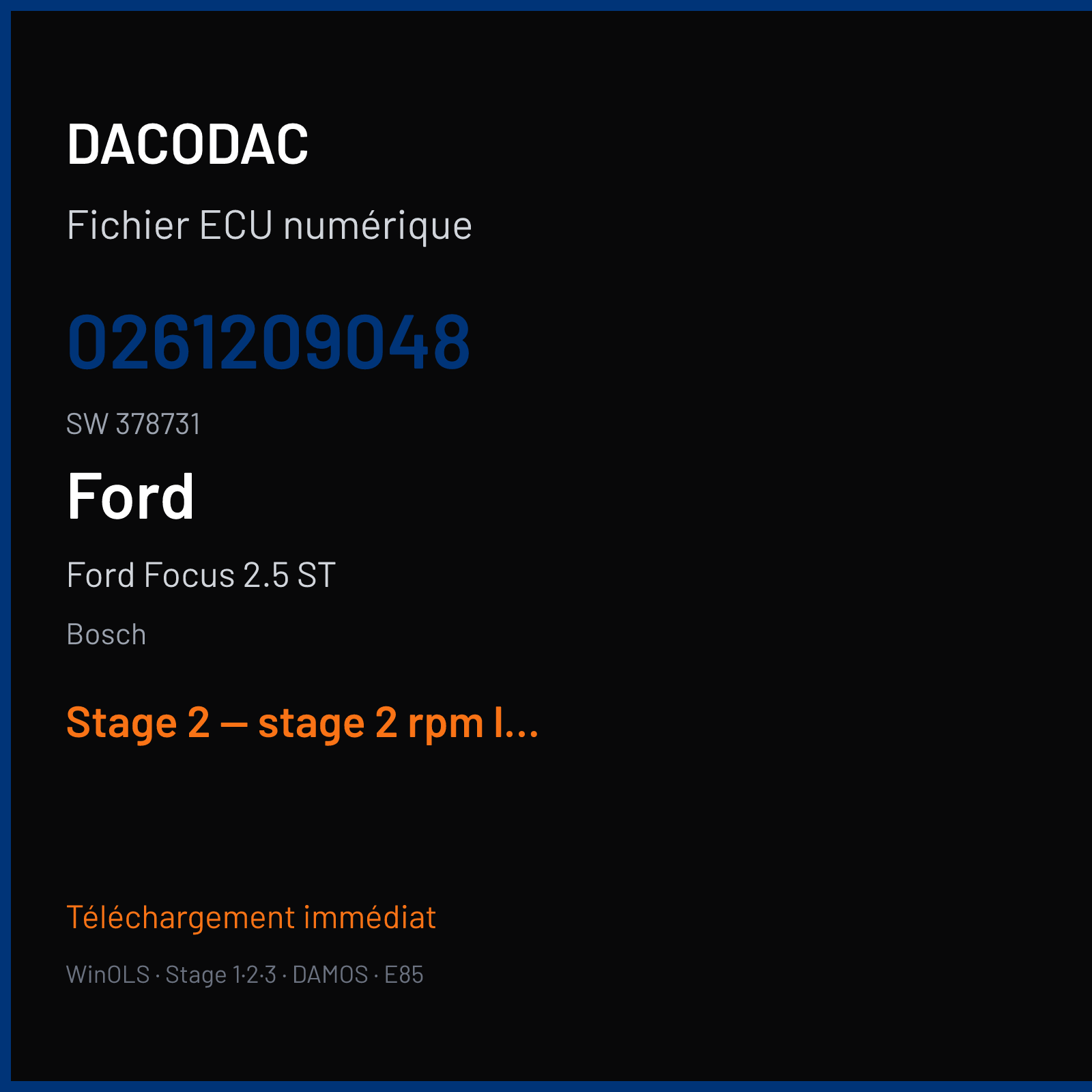 Ford Focus 2.5 ST (2006) — Bosch — 0261209048 · 378731 — Stage 2 — stage 2 rpm limit mod catalyst off pop and bang