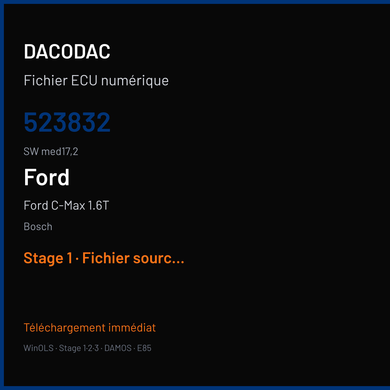 Ford C-Max 1.6T (2012) — Bosch — 523832 · med17,2 — Stage 1