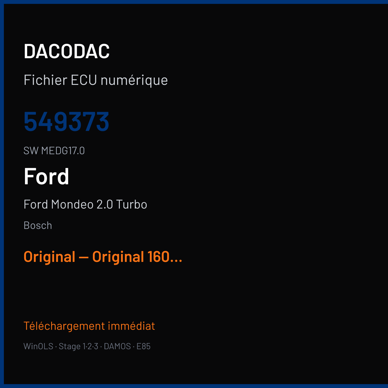 Ford Mondeo 2.0 Turbo (2015) — Bosch — 549373 · MEDG17.0 — Original — Original 160kw 370nm