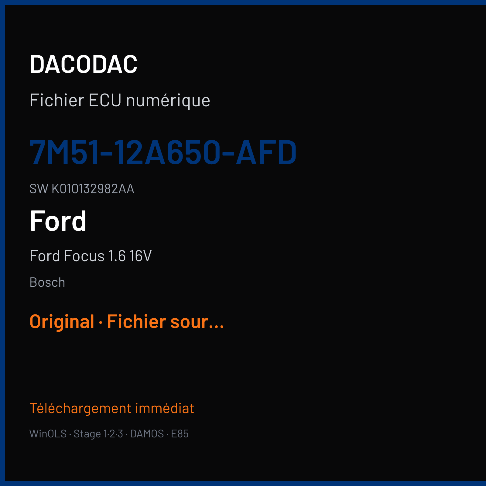 Ford Focus 1.6 16V — Bosch — 7M51-12A650-AFD · K010132982AA — Original