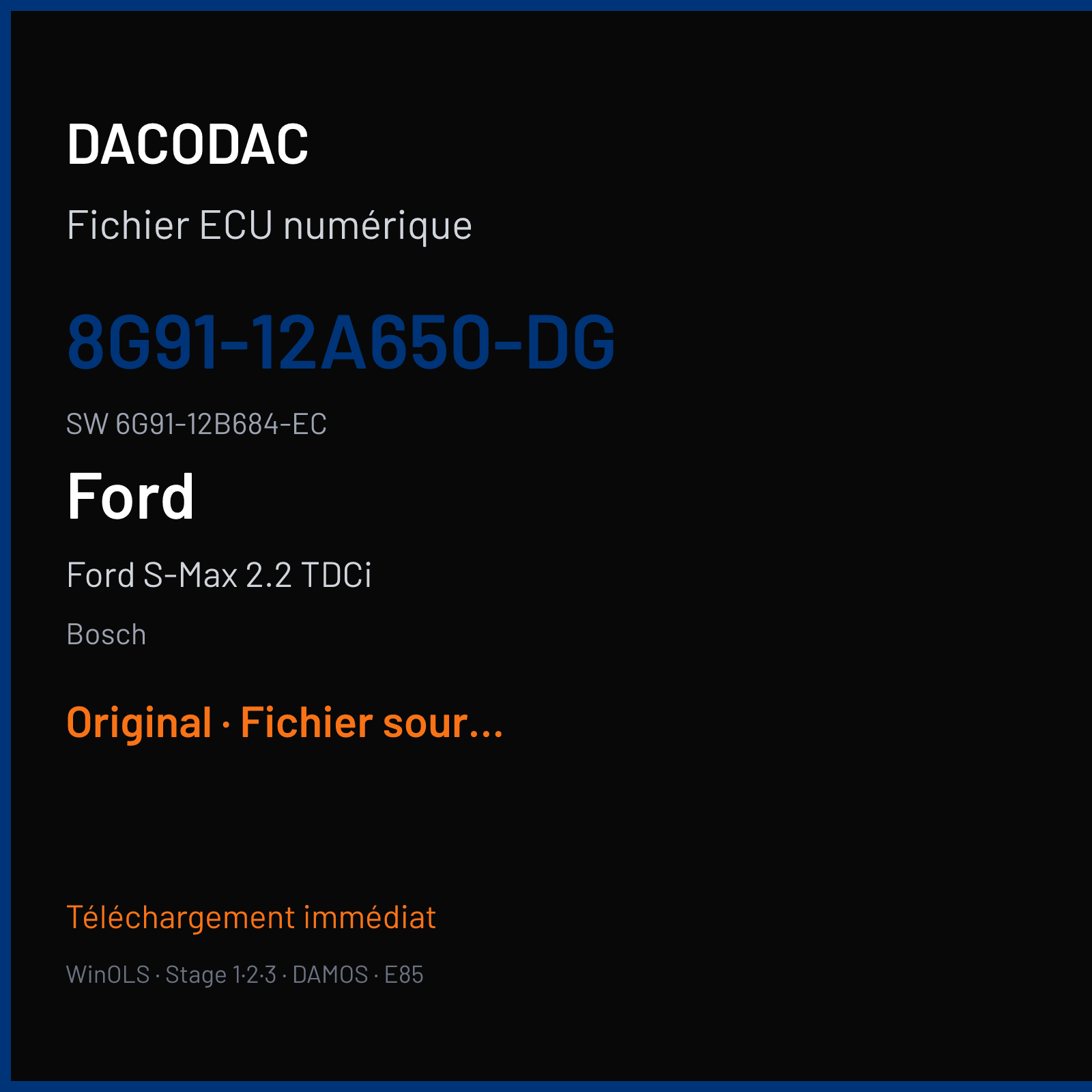 Ford S-Max 2.2 TDCi (2008) — Bosch — 8G91-12A650-DG · 6G91-12B684-EC · 396919 — Original