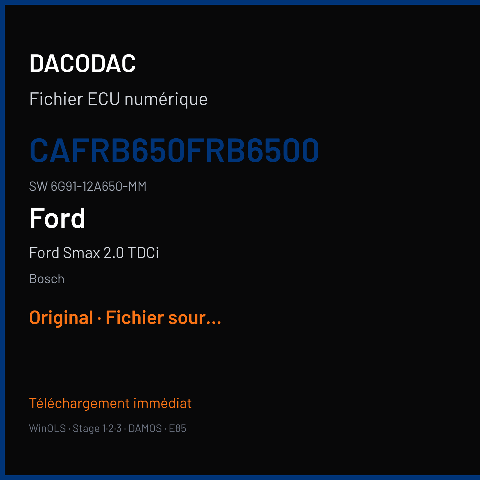 Ford Smax 2.0 TDCi (2007) — Bosch — CAFRB650FRB6500 · 6G91-12A650-MM — Original