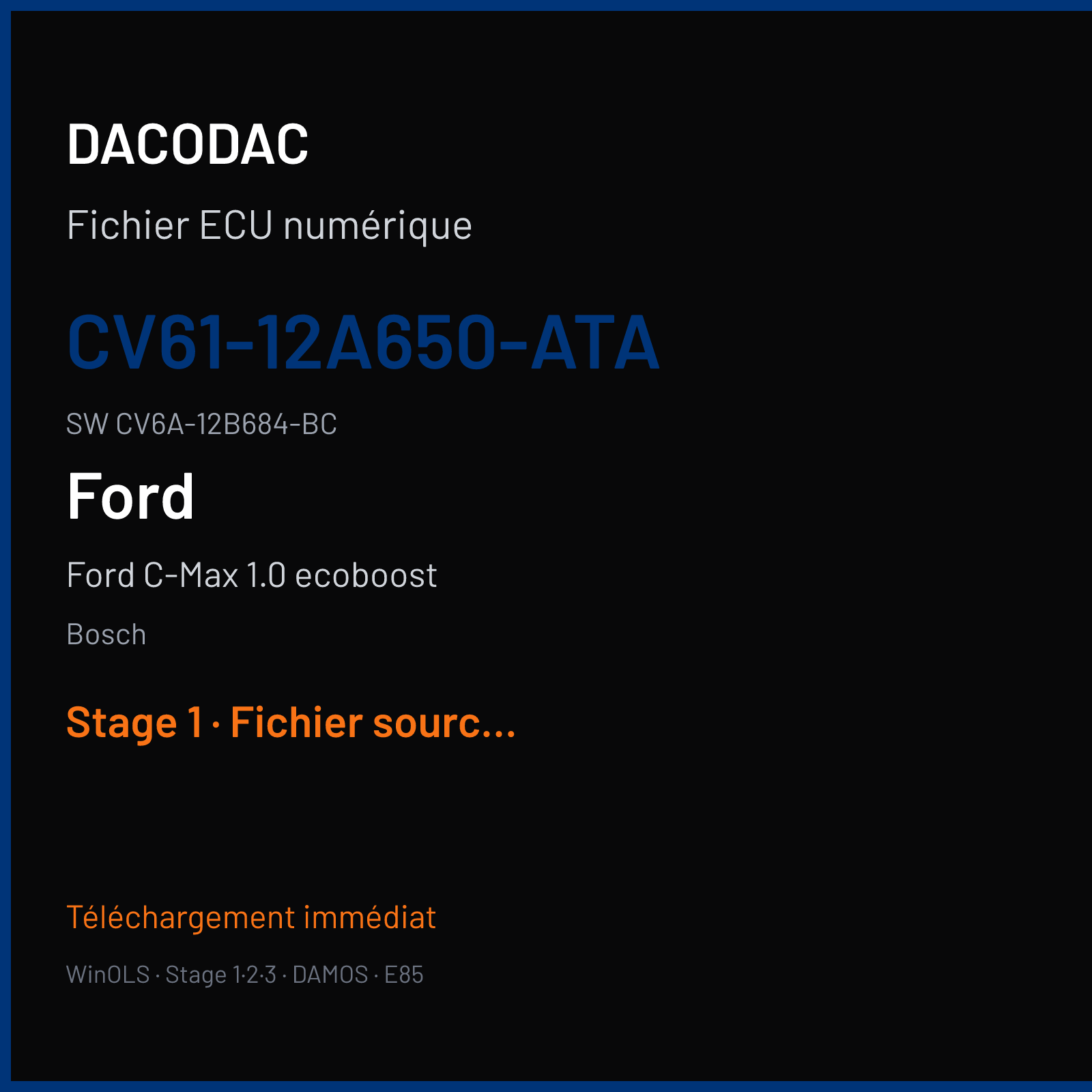 Ford C-Max 1.0 ecoboost 125 ch (2015) — Bosch — CV61-12A650-ATA · CV6A-12B684-BC · 545708 — Stage 1