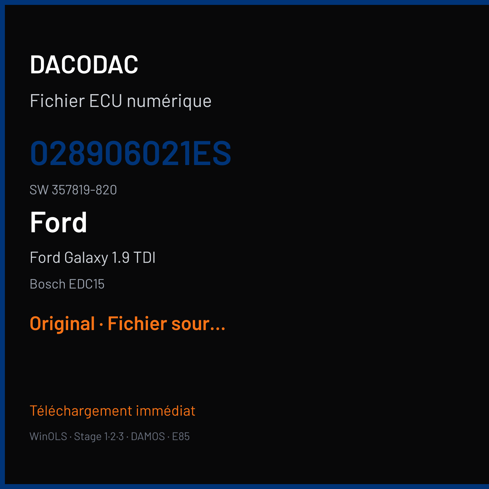 Ford Galaxy 1.9 TDI (1997) — Bosch EDC15 — 028906021ES · 357819-820 — Original