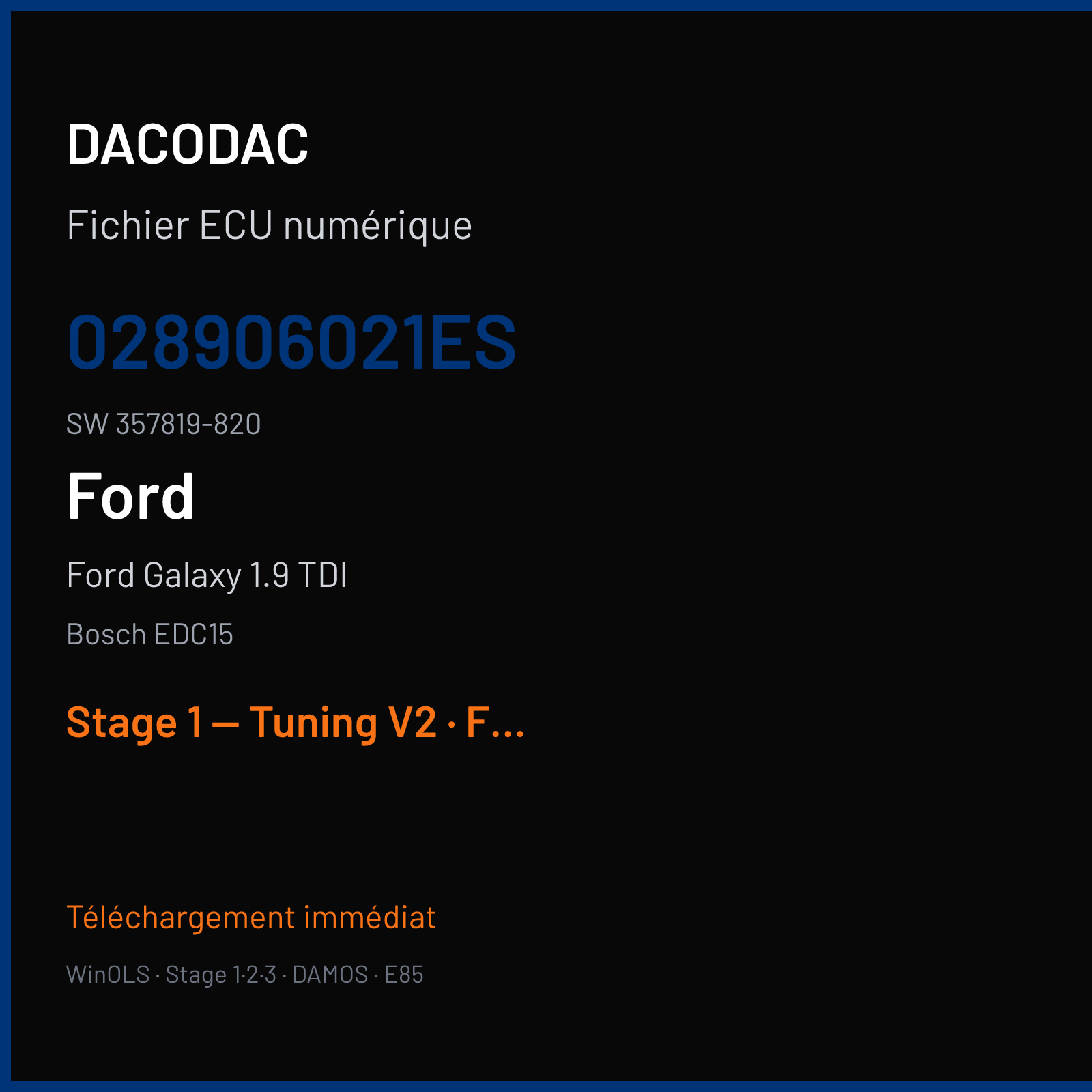 Ford Galaxy 1.9 TDI (1997) — Bosch EDC15 — 028906021ES · 357819-820 — Stage 1 — Tuning V2
