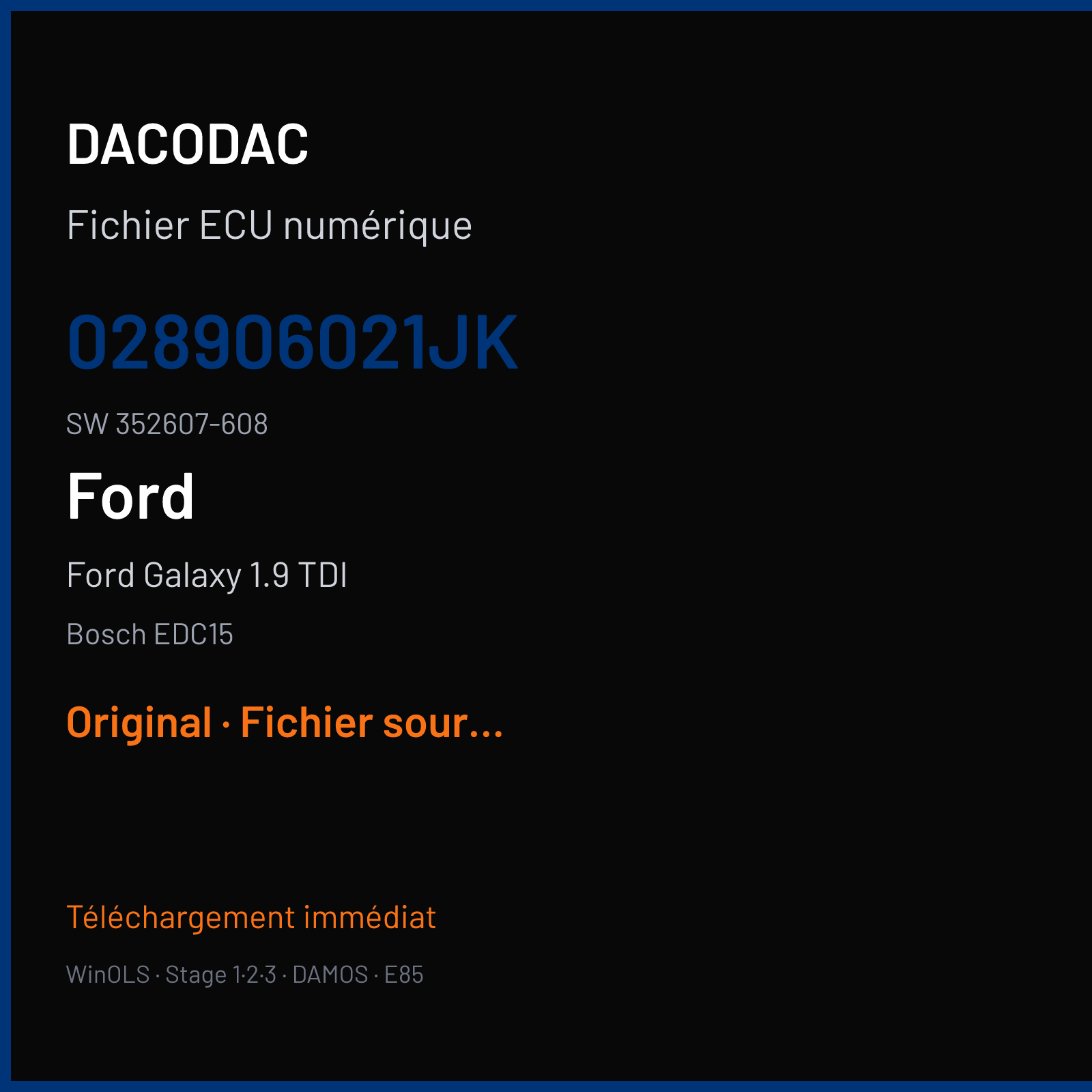 Ford Galaxy 1.9 TDI (1999) — Bosch EDC15 — 028906021JK · 352607-608 — Original