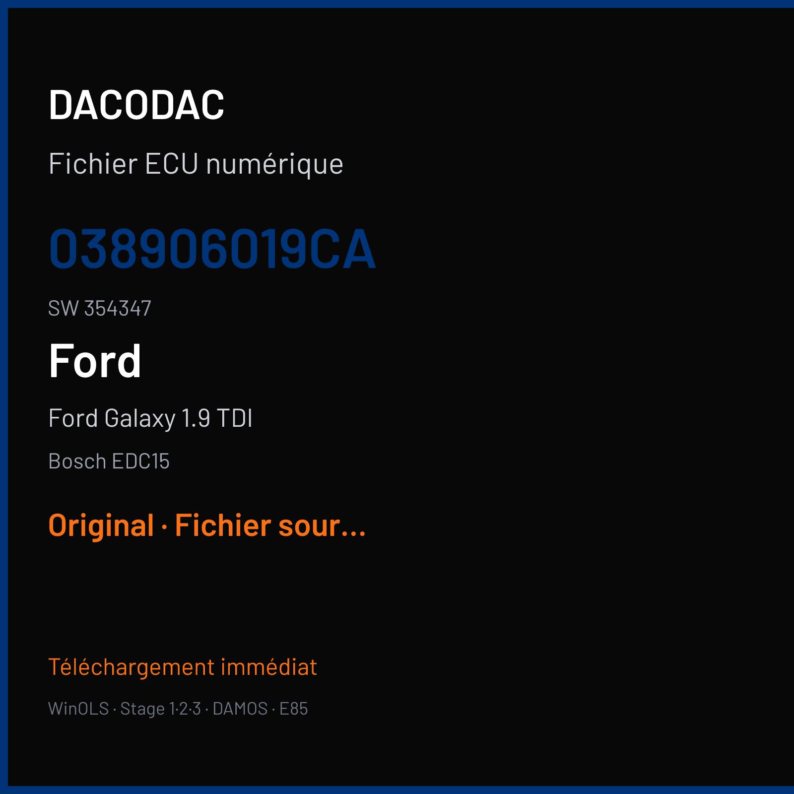 Ford Galaxy 1.9 TDI (2001) — Bosch EDC15 — 038906019CA · 354347 — Original