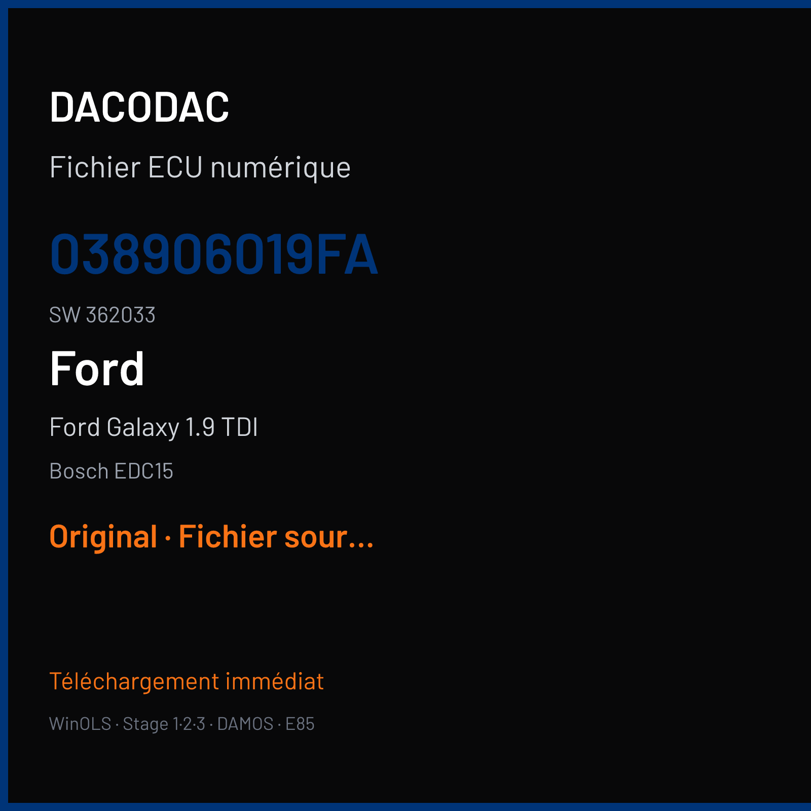 Ford Galaxy 1.9 TDI (2001) — Bosch EDC15 — 038906019FA · 362033 — Original
