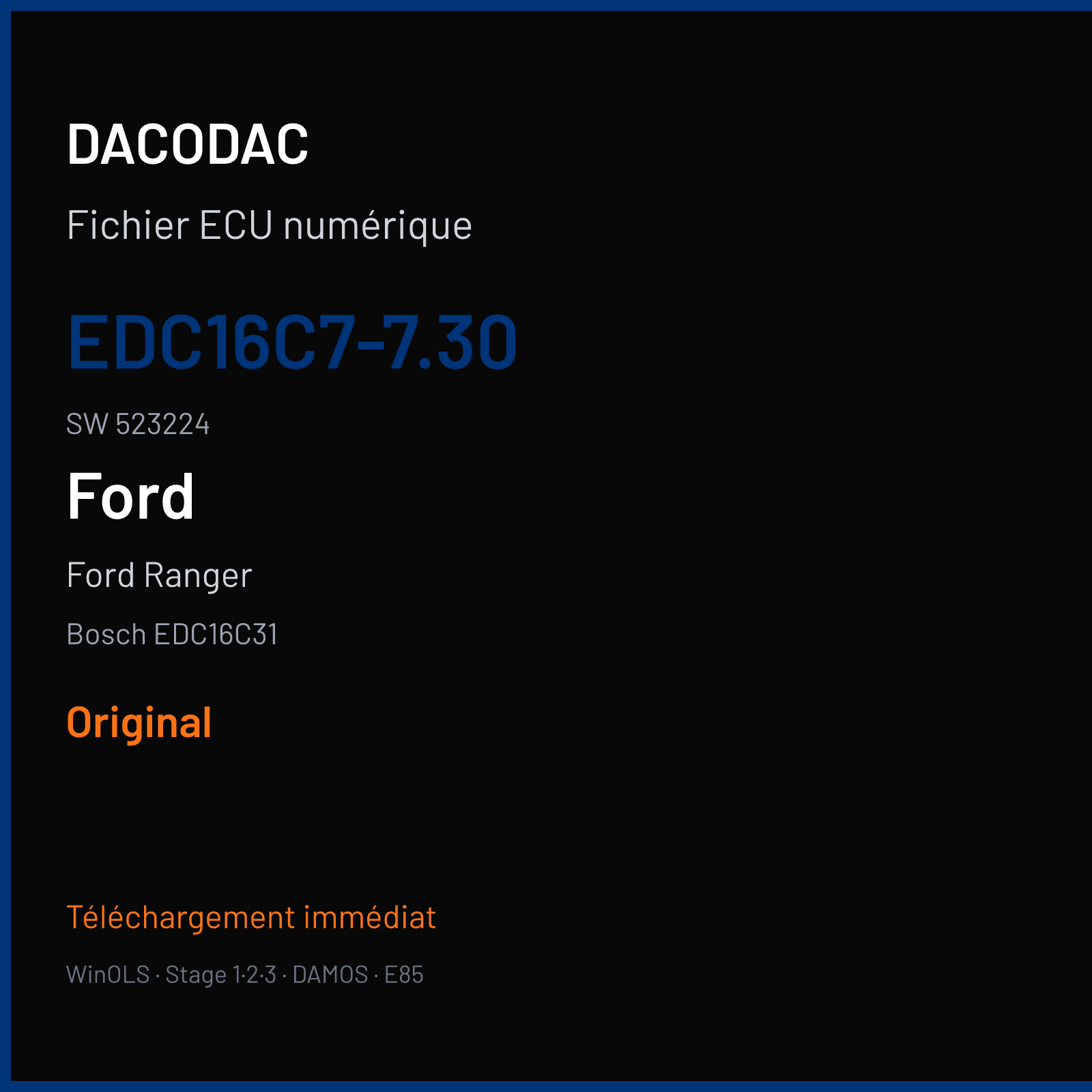 Ford Ranger (2011) — Bosch EDC16C31 — EDC16C7-7.30 · 523224 — Original